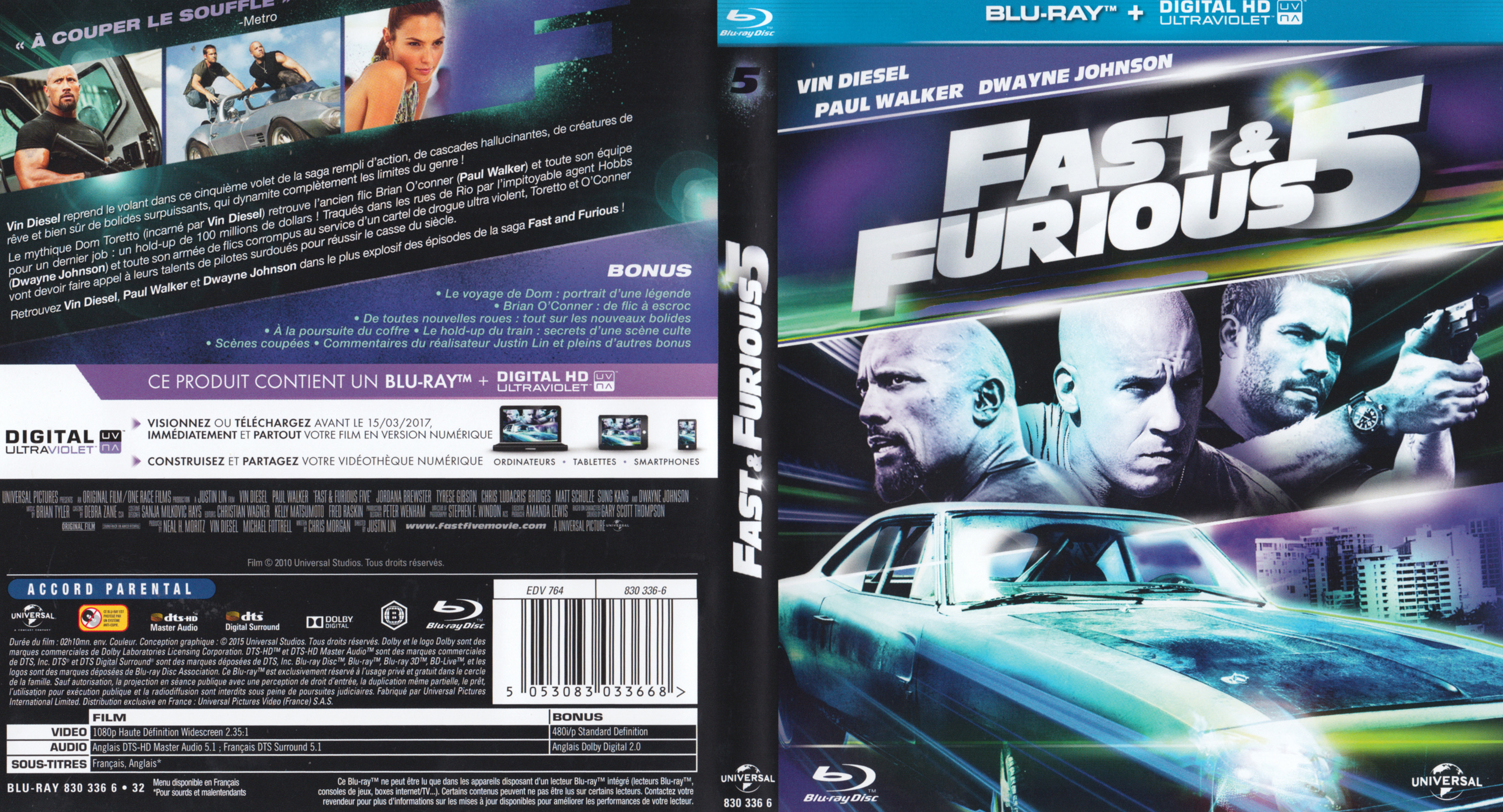 Jaquette DVD Fast and furious 5 (BLU-RAY) v2