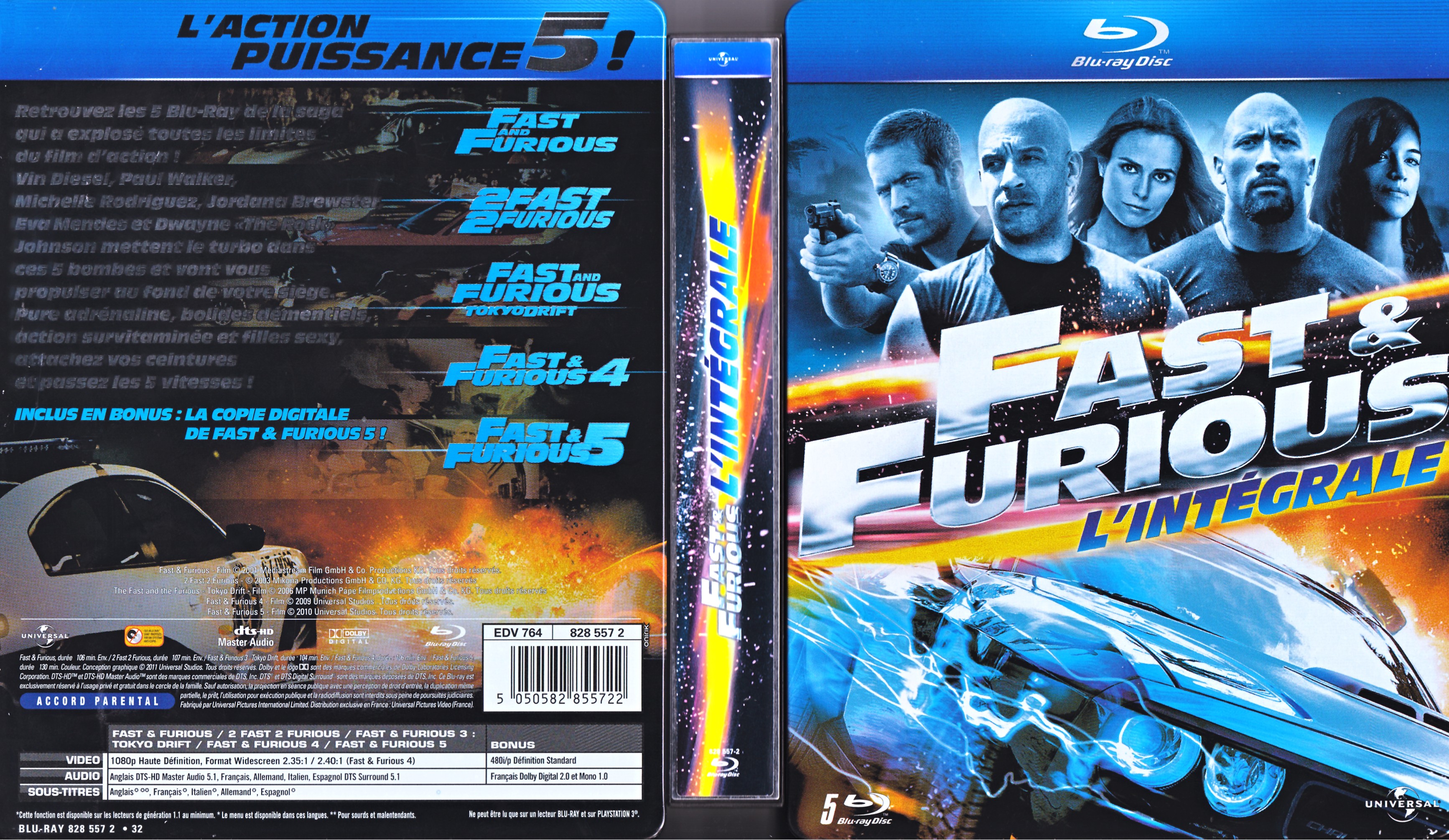 Jaquette DVD Fast and furious Integrale (BLU-RAY)
