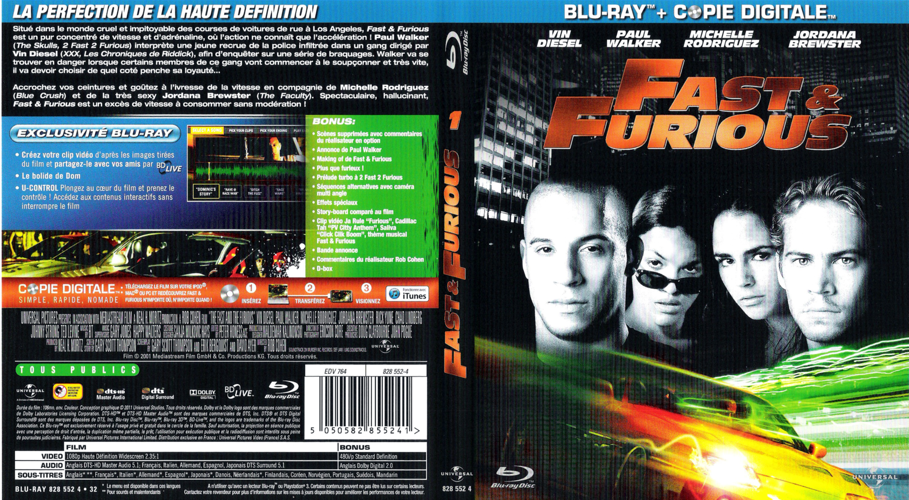 Jaquette DVD Fast and furious (BLU-RAY) v2
