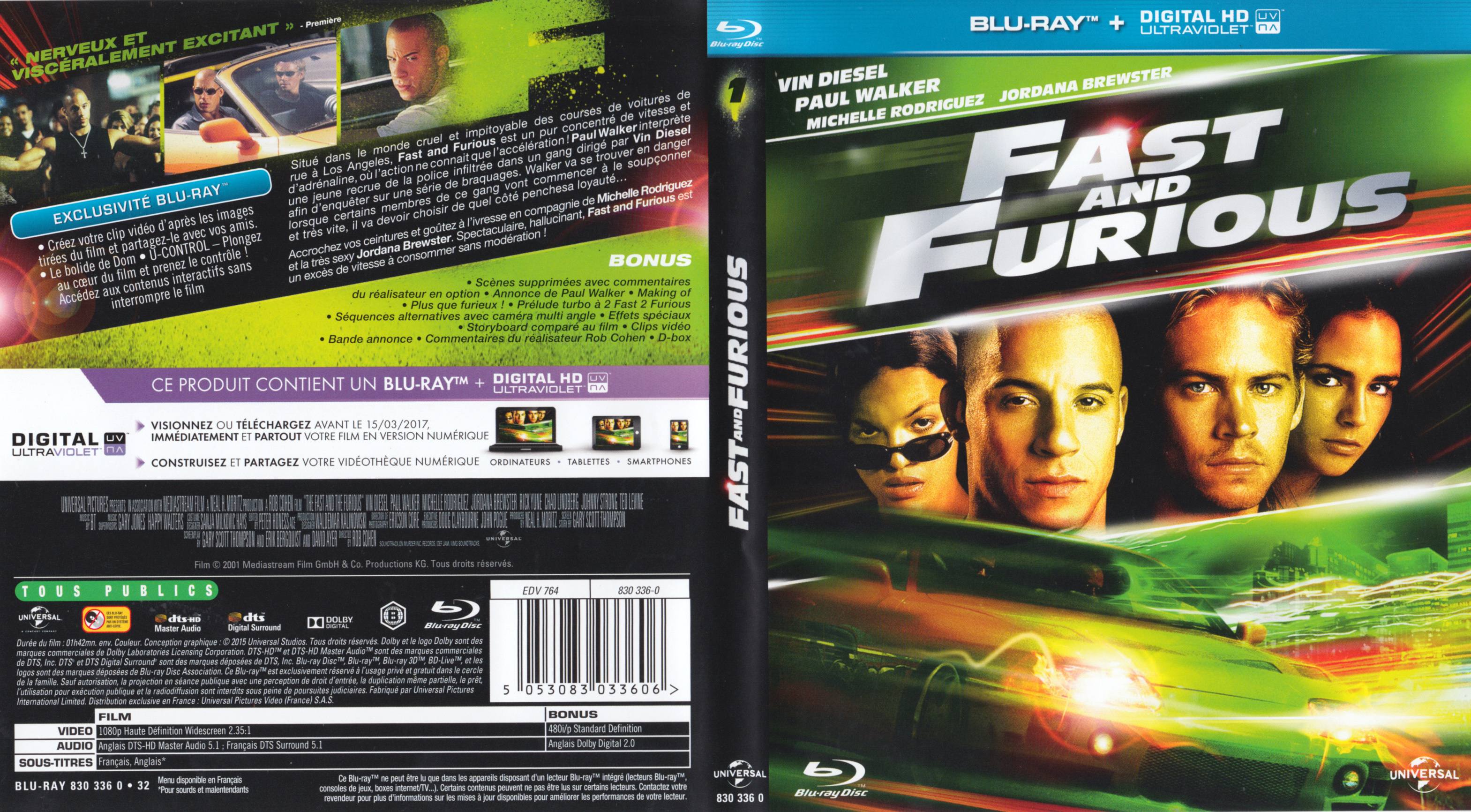 Jaquette DVD Fast and furious (BLU-RAY) v3