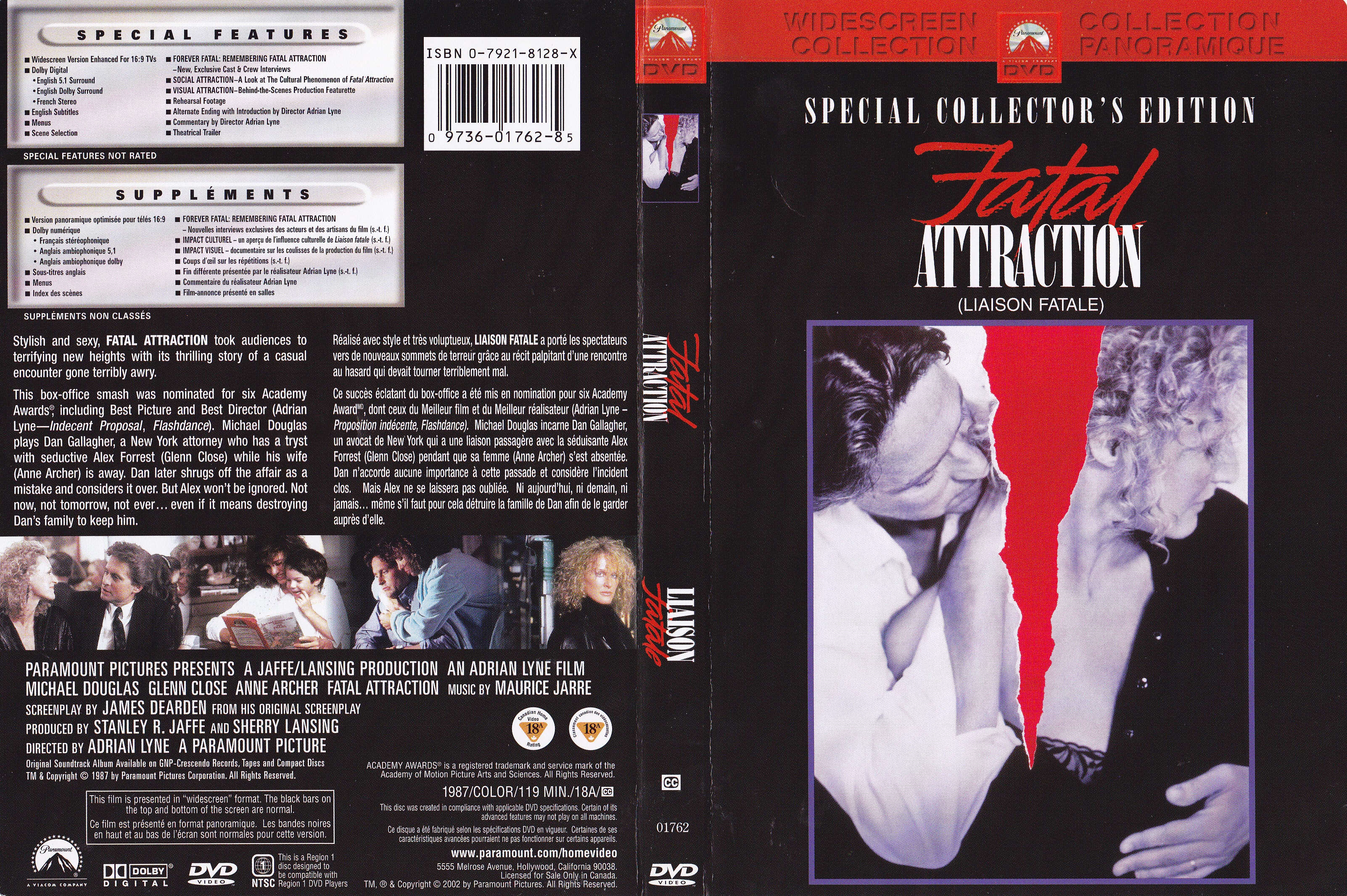 Jaquette DVD Fatal attraction - Liaison fatale (Canadienne)