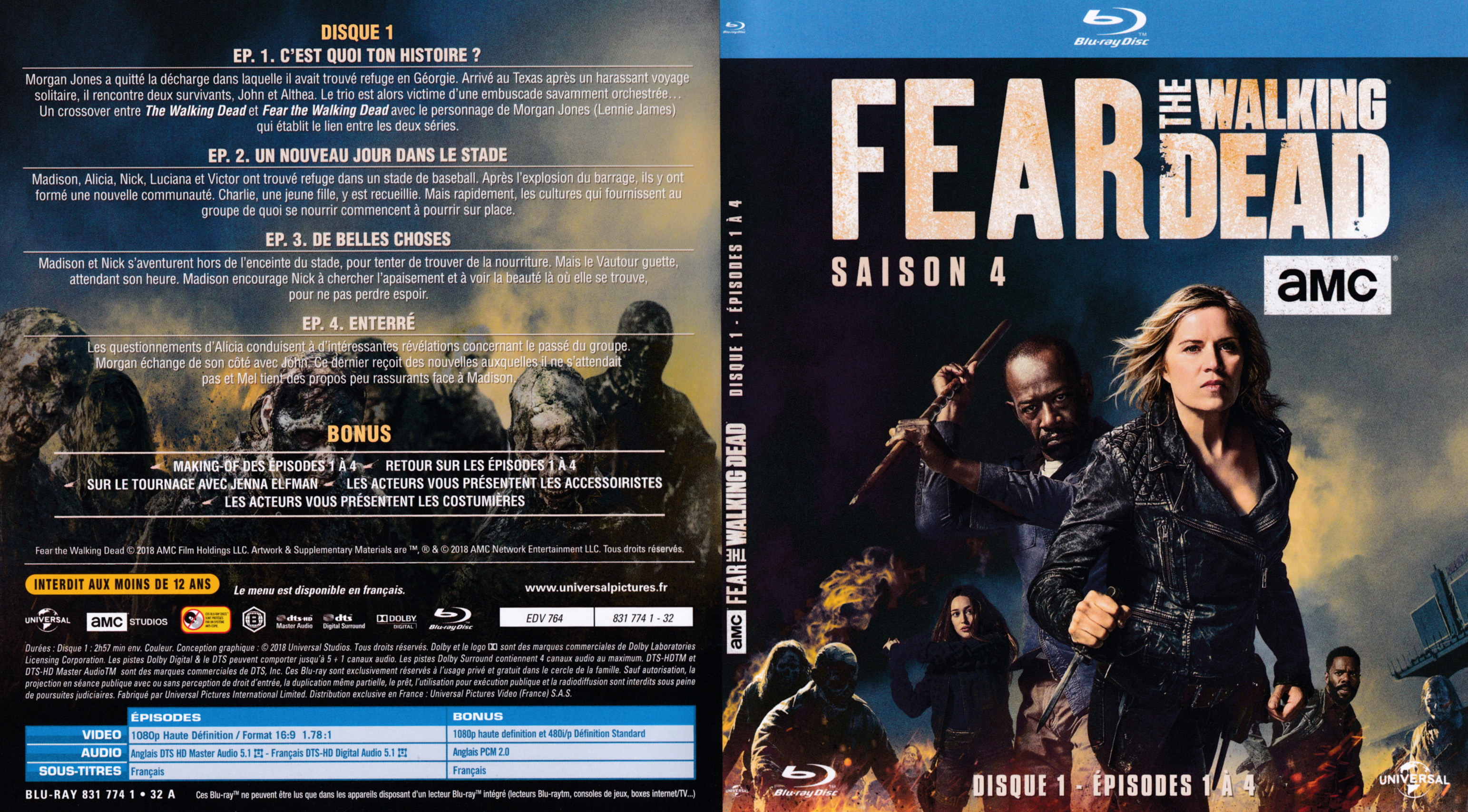 Jaquette DVD Fear the Walking Dead saison 4 DISC 1 (BLU-RAY)
