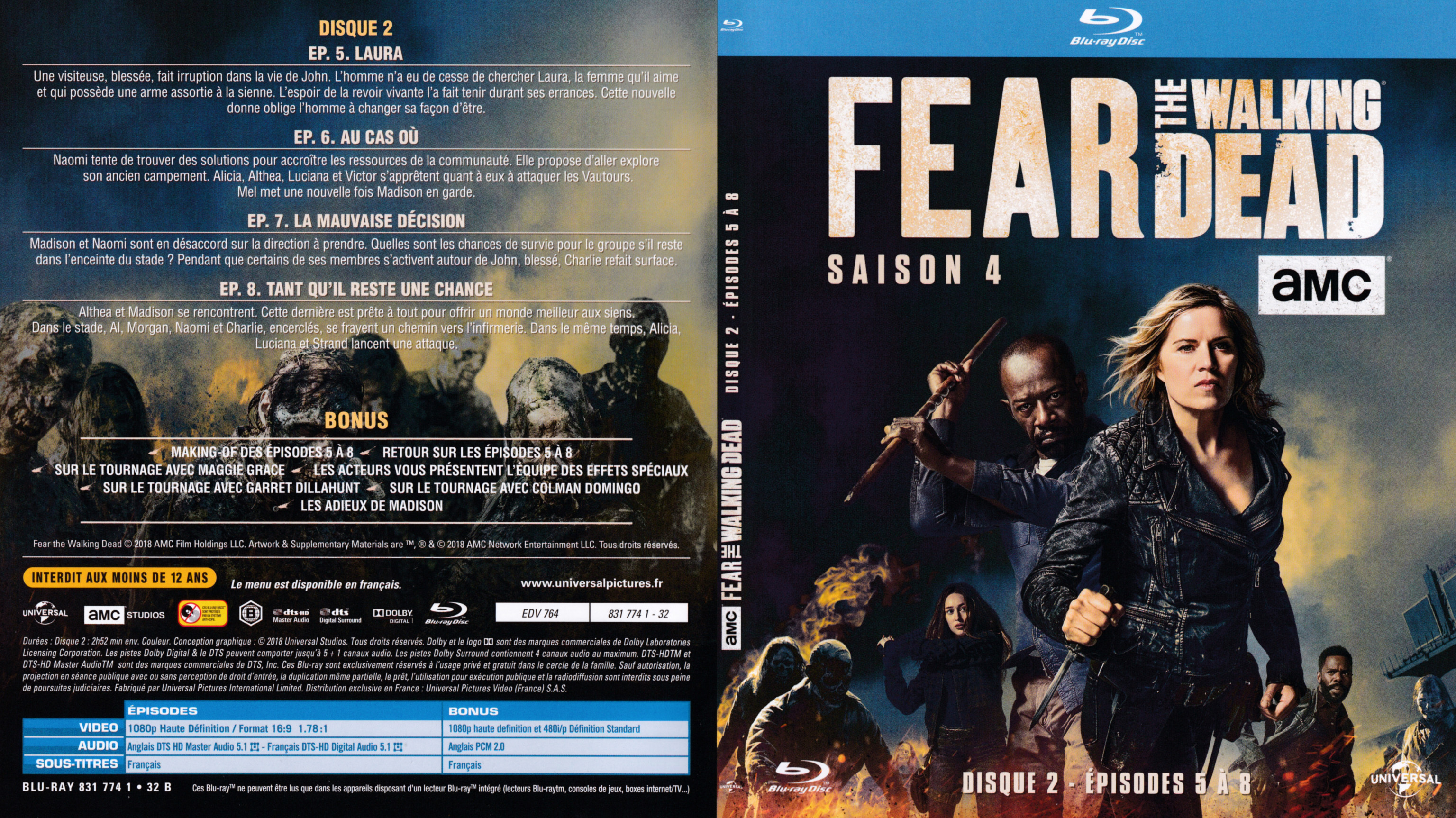 Jaquette DVD Fear the Walking Dead saison 4 DISC 2 (BLU-RAY)