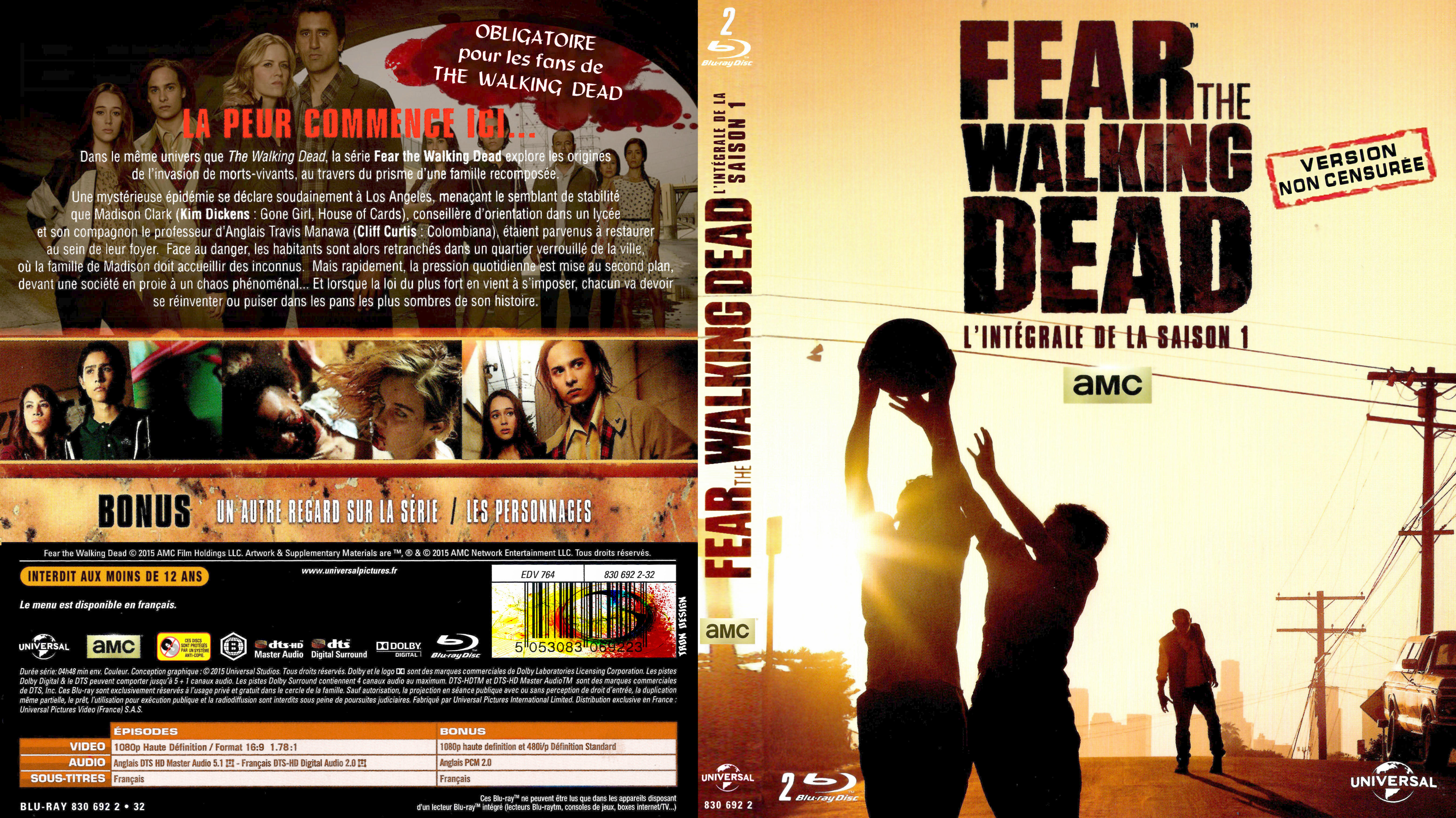 Jaquette DVD Fear the walking dead saison 1 custom (BLU-RAY)