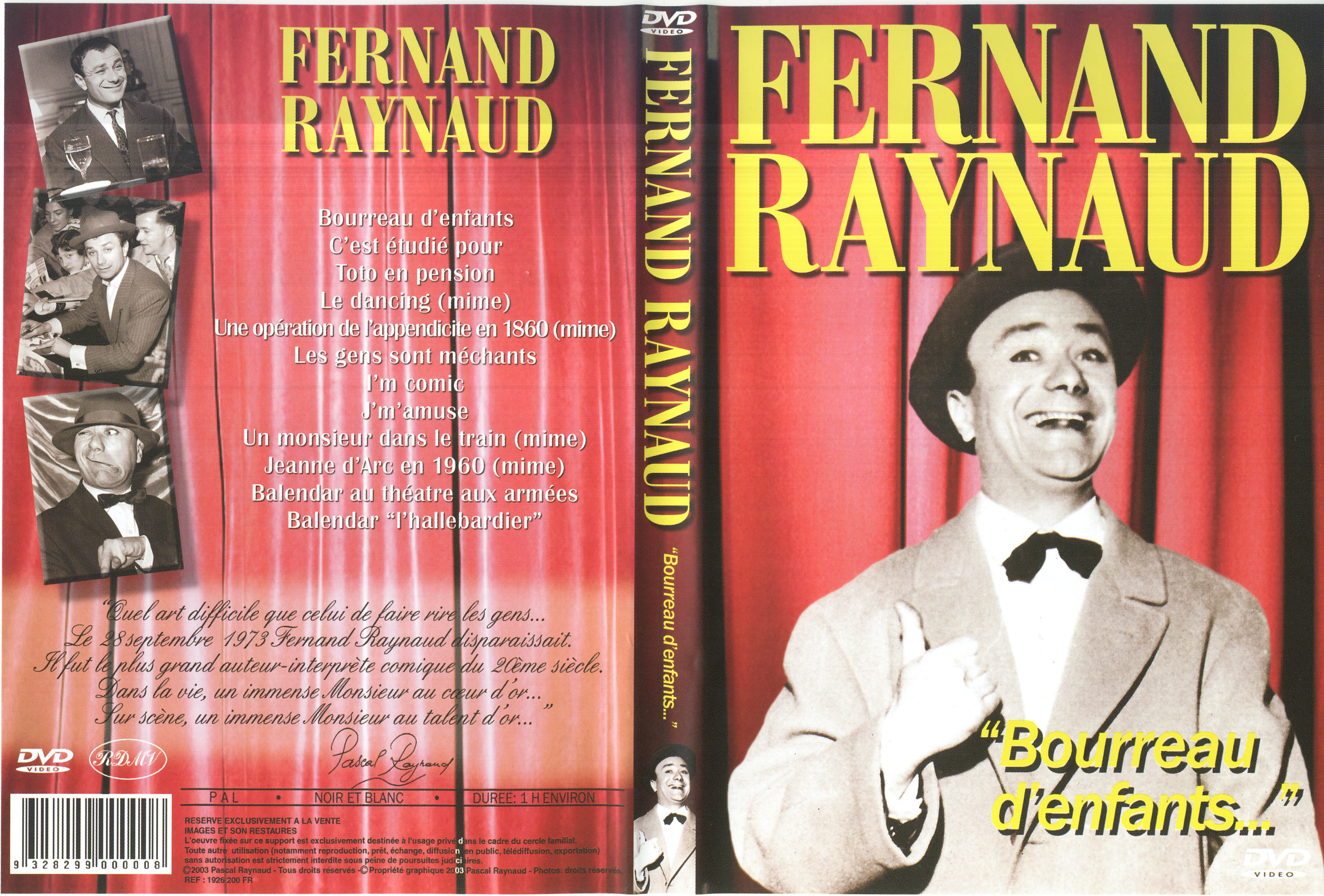 Jaquette DVD Fernand Raynaud Bourreau d