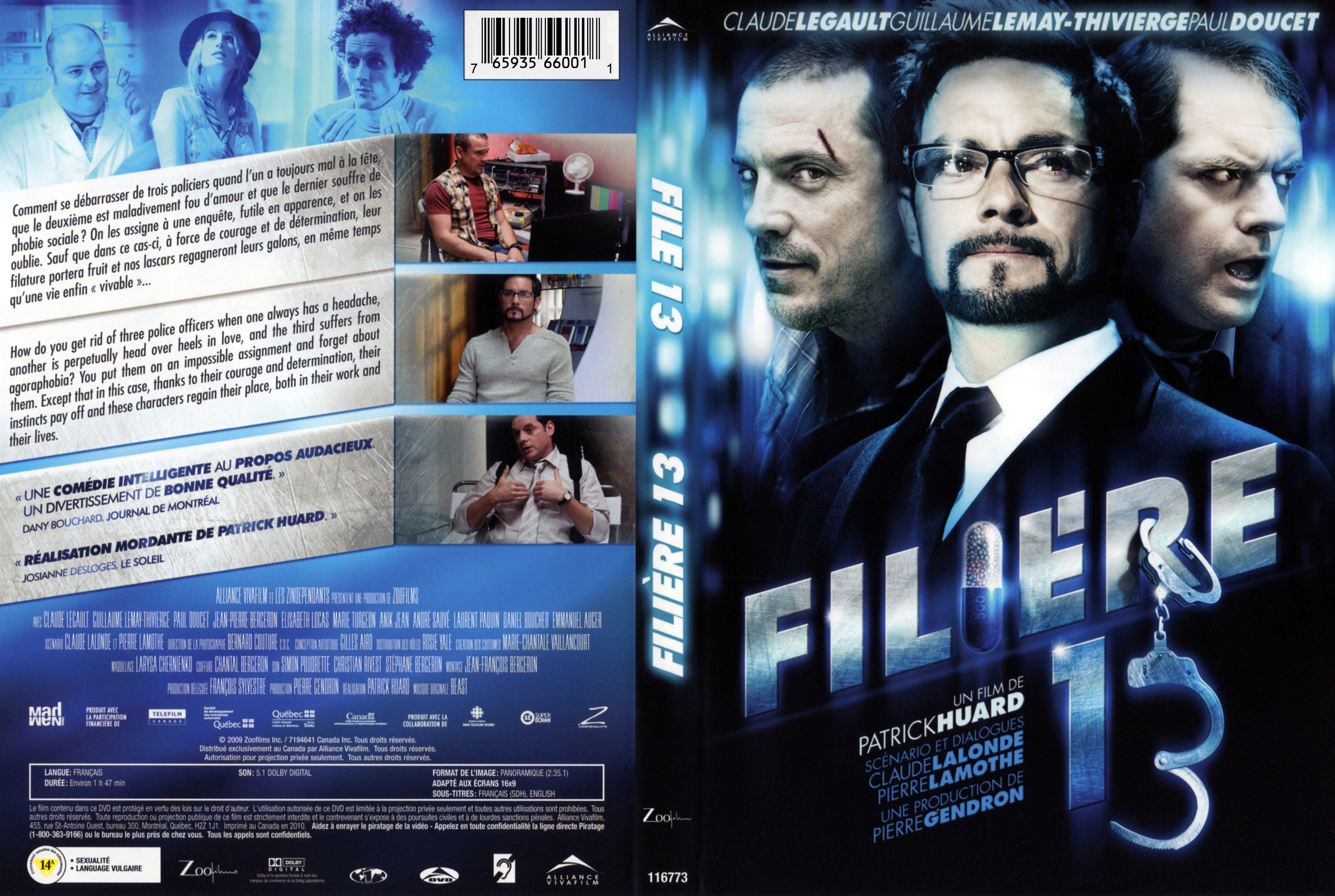 Jaquette DVD Filiere 13 - File 13 (Canadienne)
