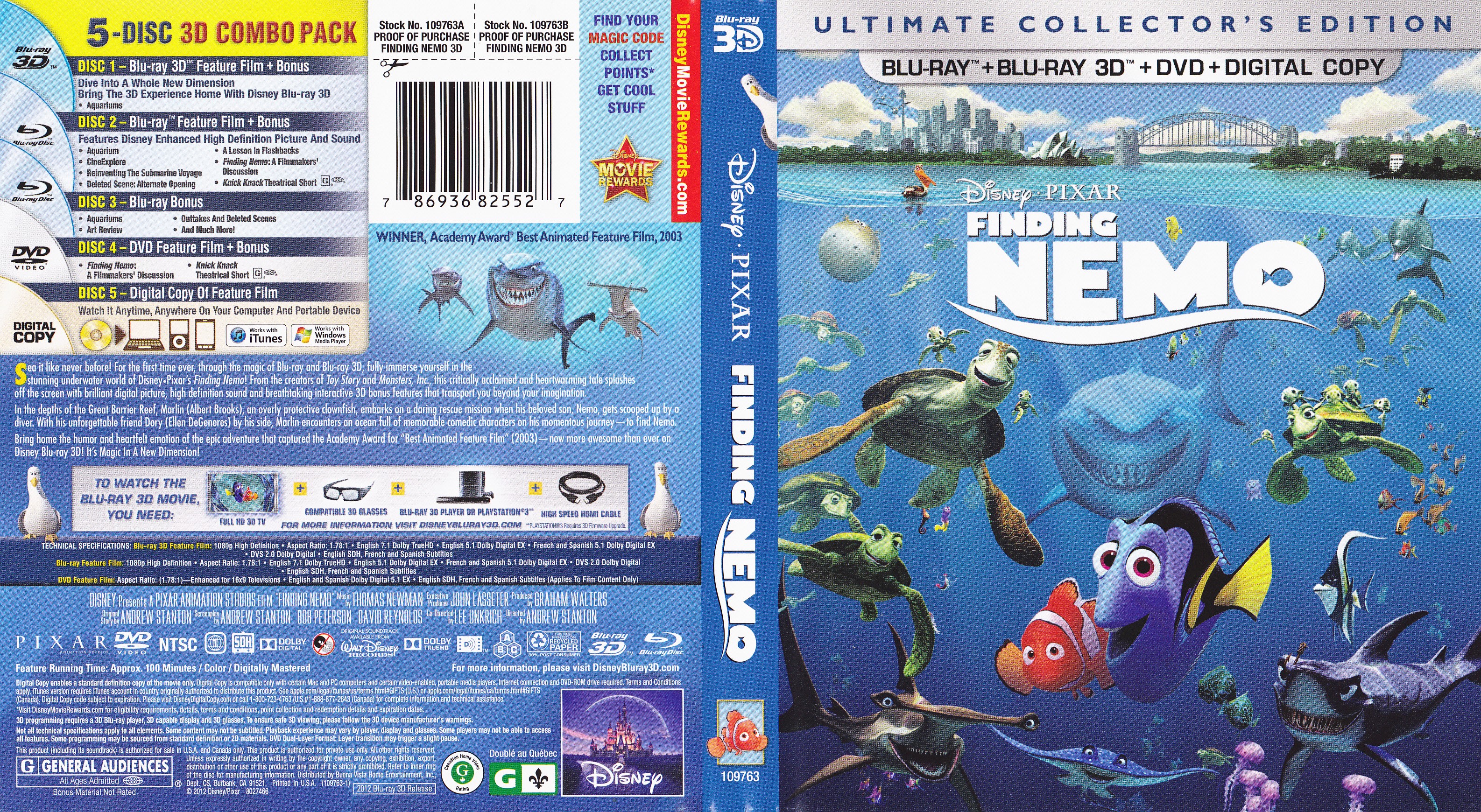 Jaquette DVD Finding nemo - Le monde de Nemo (Canadienne) (BLU-RAY)