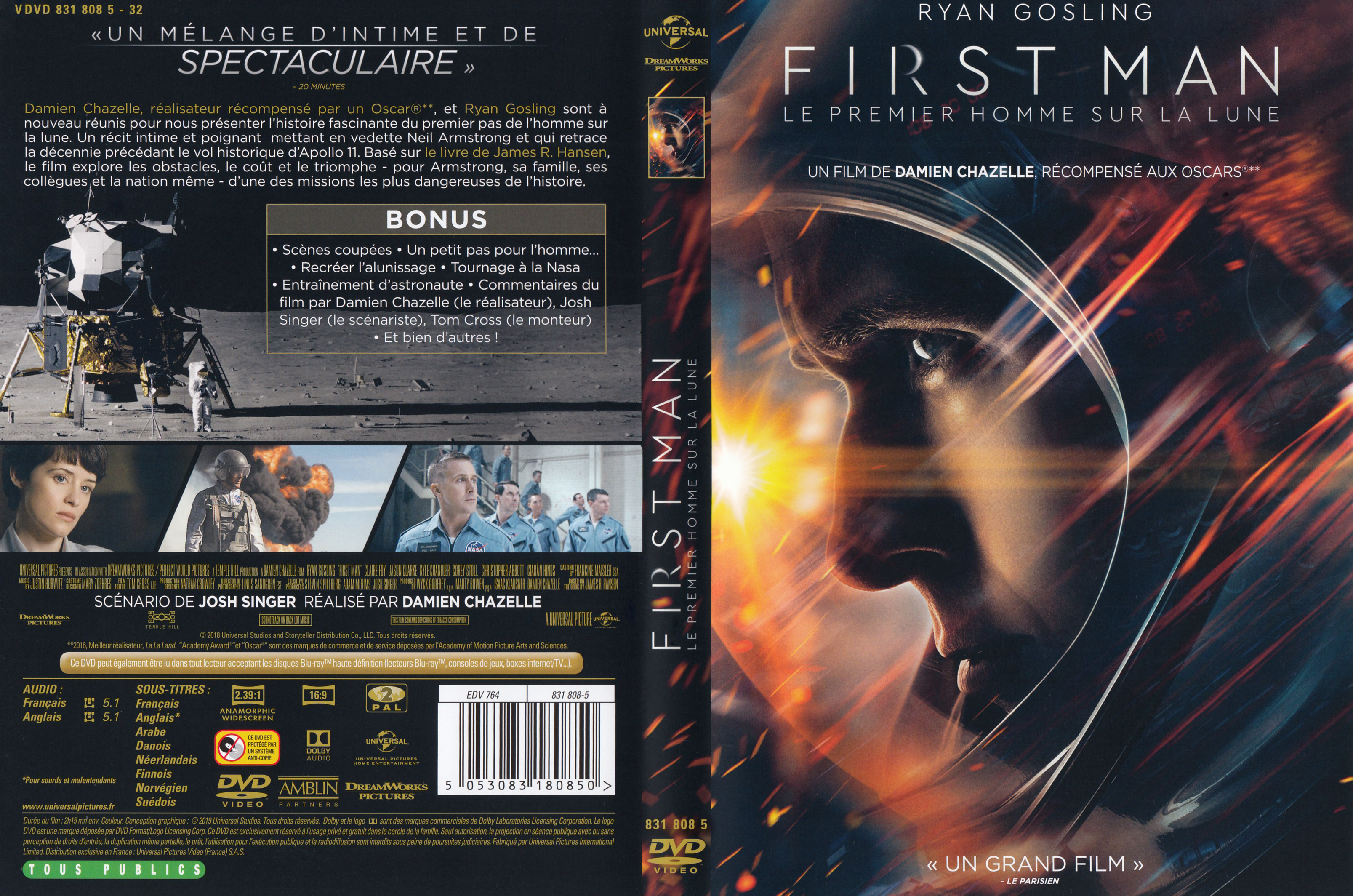 Jaquette DVD First man le premier homme sur la lune