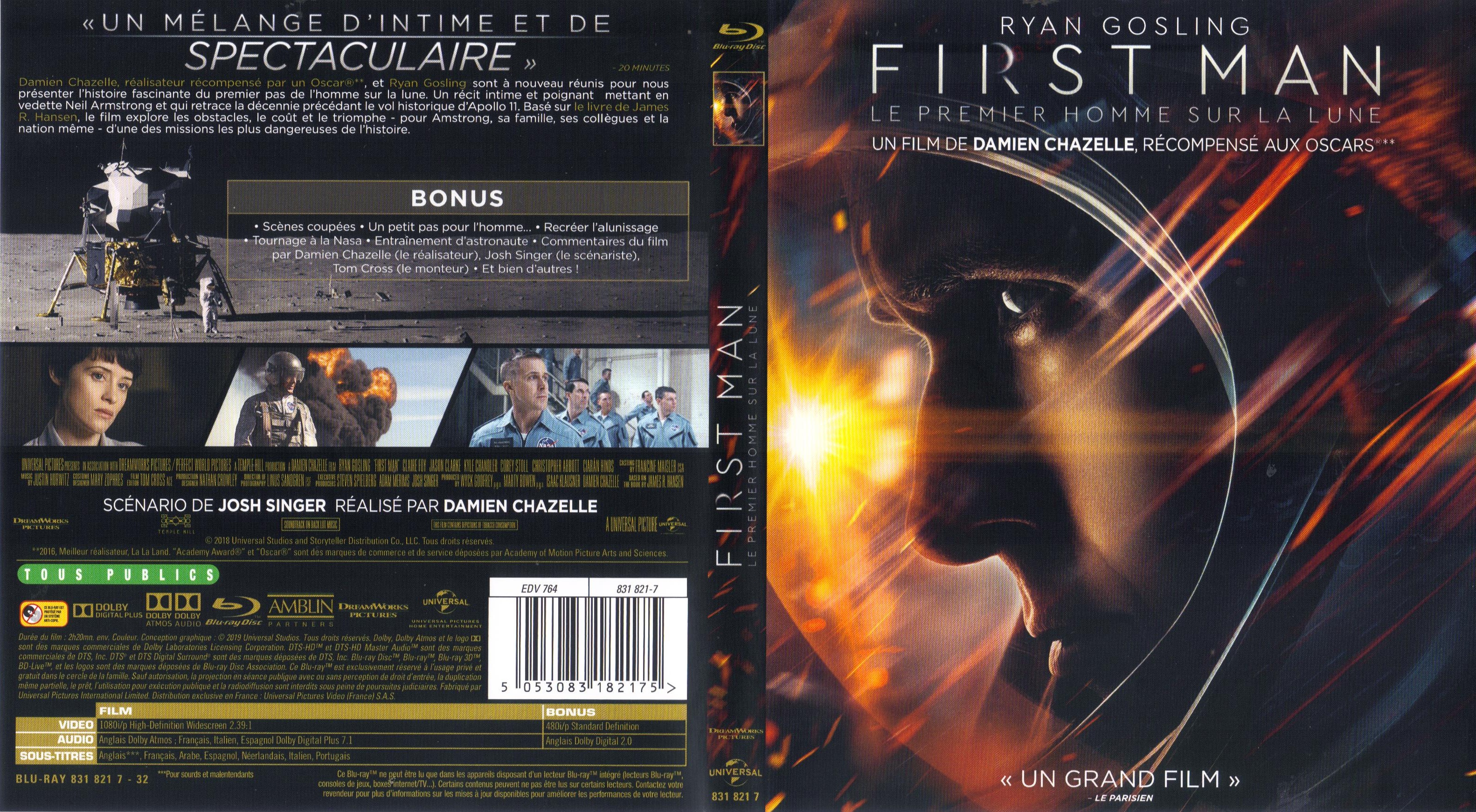 Jaquette DVD First man le premier homme sur la lune (BLU-RAY)