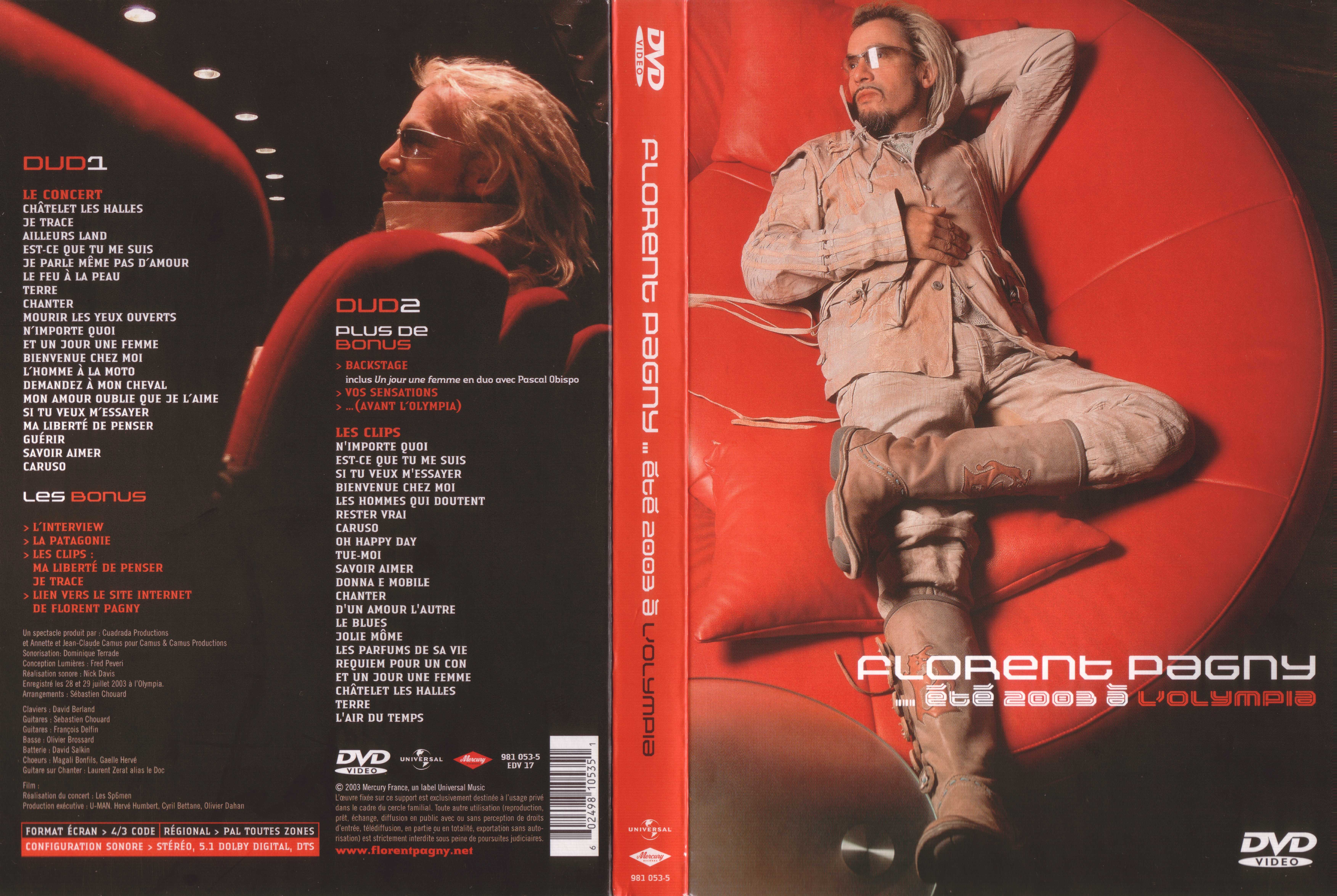 Jaquette DVD Florent Pagny t 2003  l