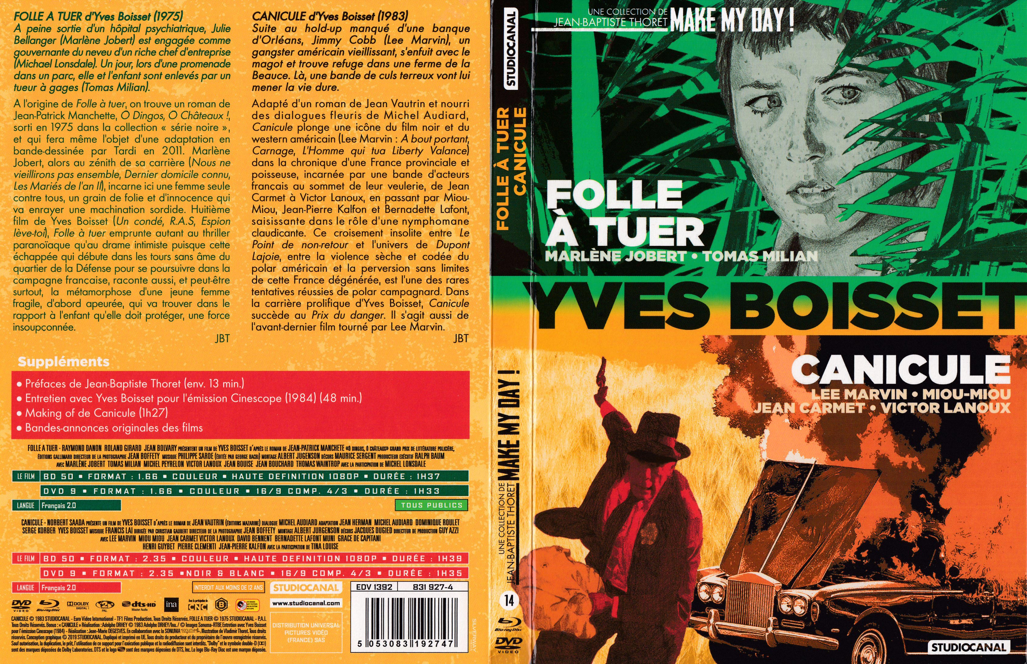 Jaquette DVD Folle a tuer & Canicule (BLU-RAY)
