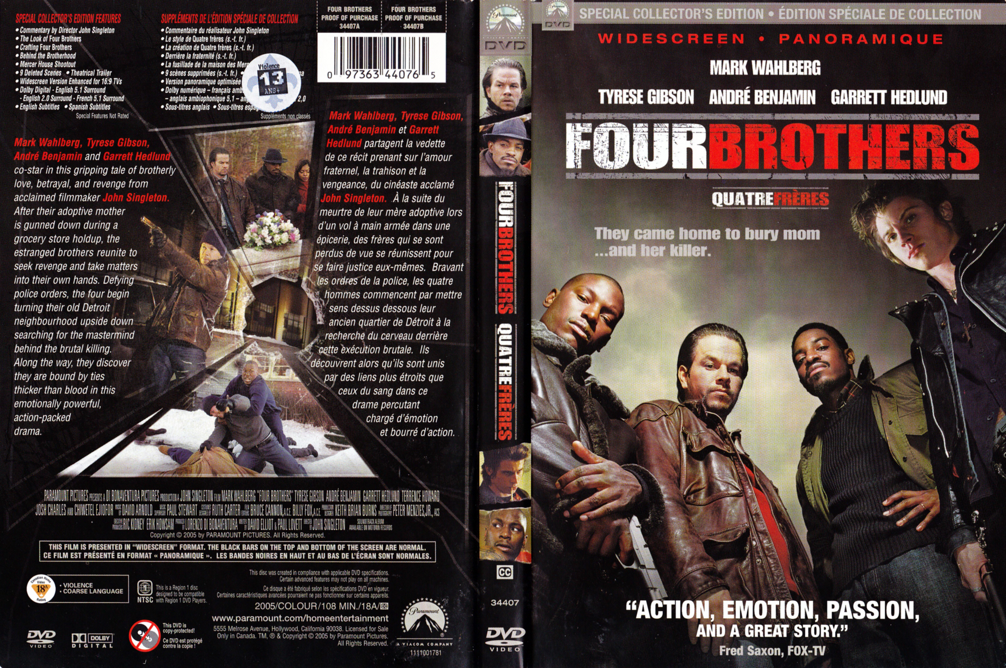 Jaquette DVD Four brothers - Quatre frres (Canadienne)