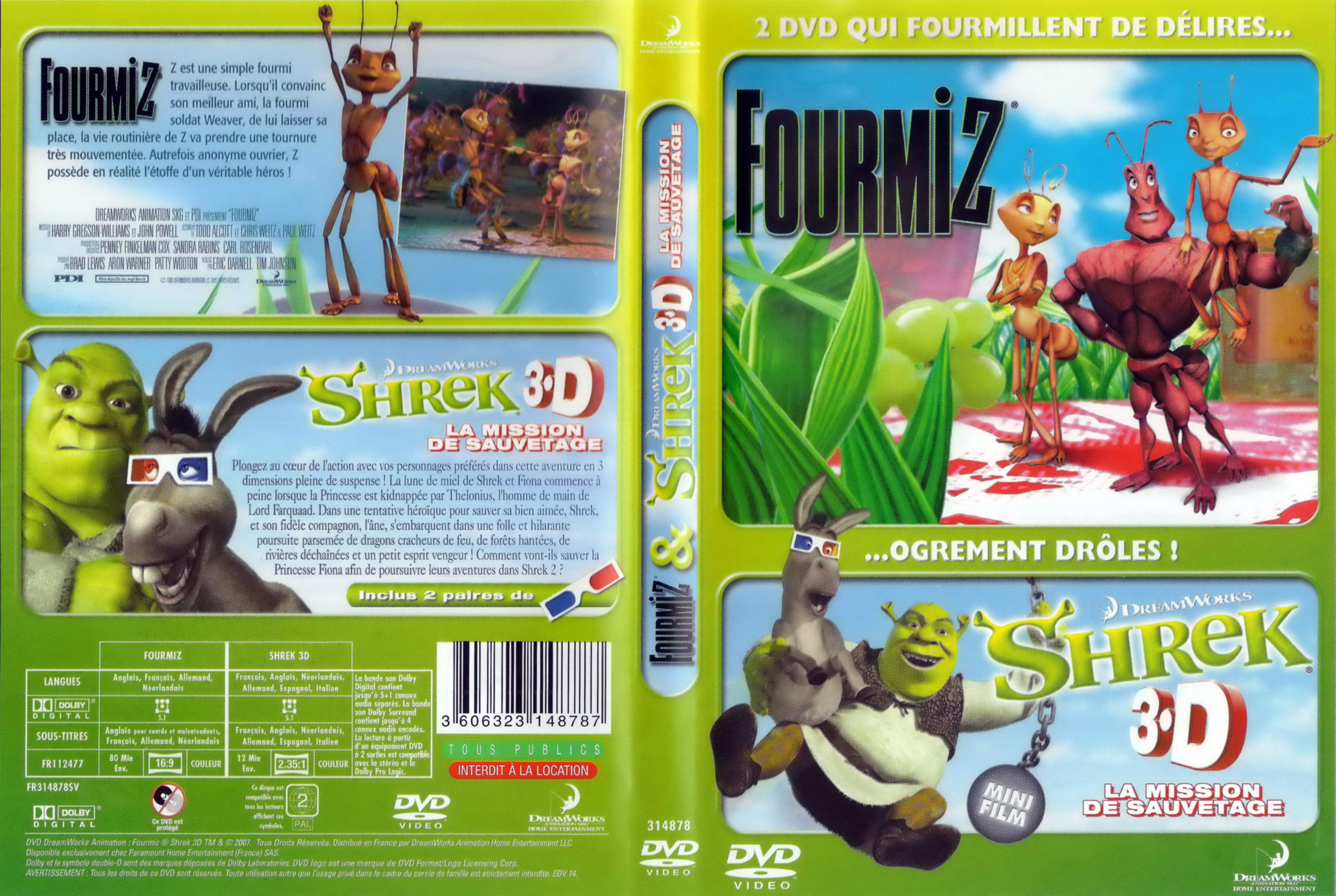 Jaquette DVD Fourmiz + Shrek 3D