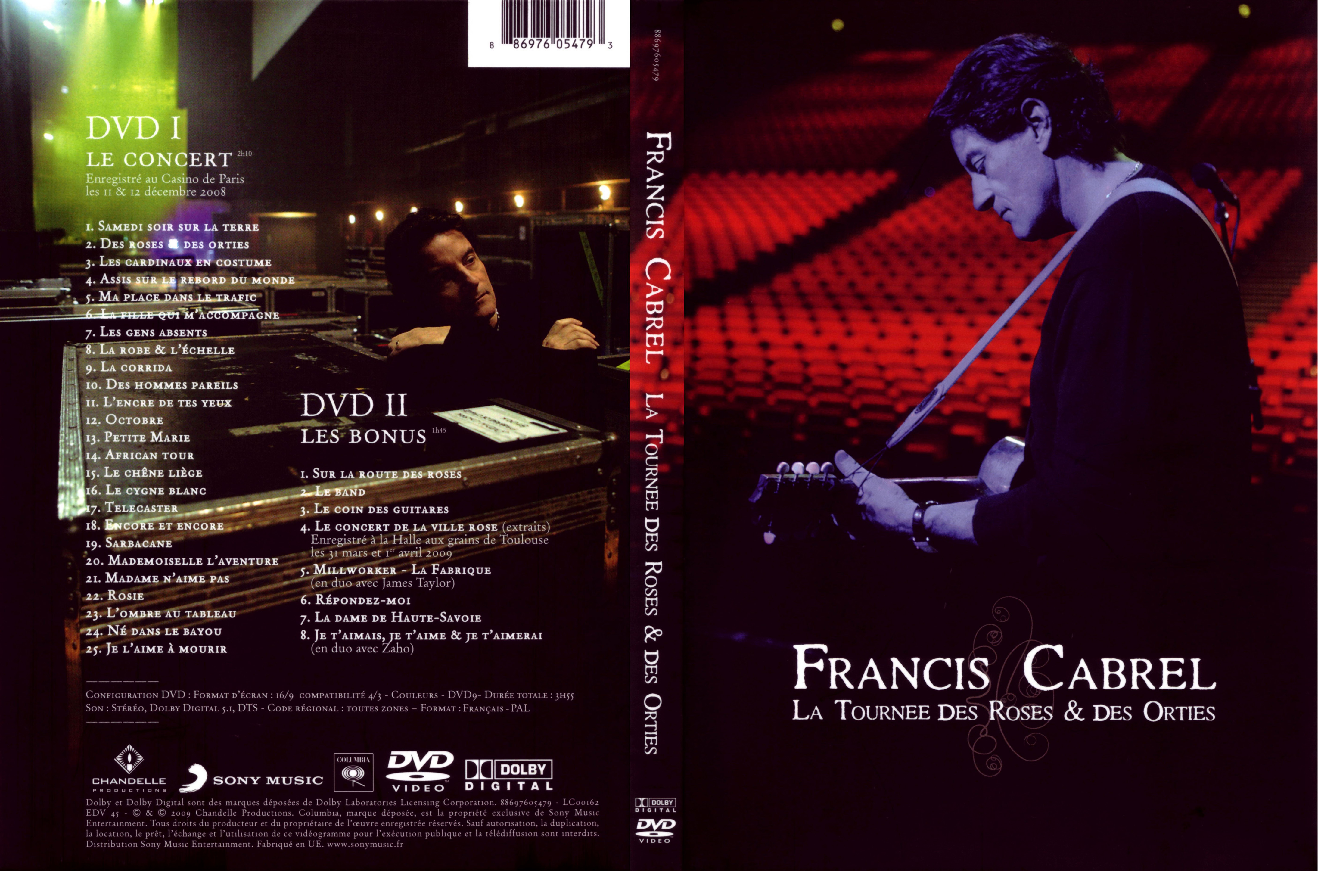 Jaquette DVD Francis Cabrel La tourne des roses et des orties