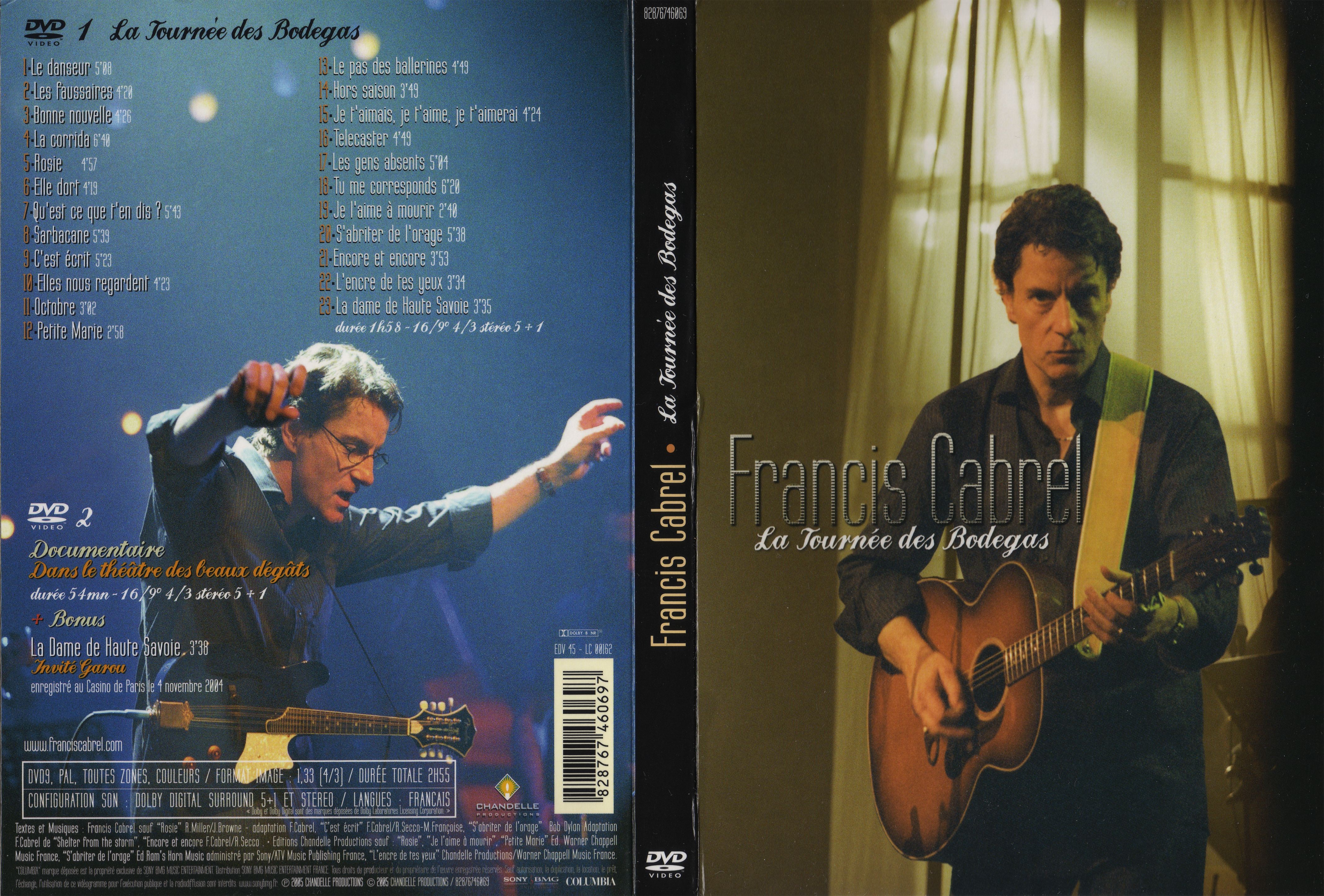 Jaquette DVD Francis Cabrel la tournee des bodegas