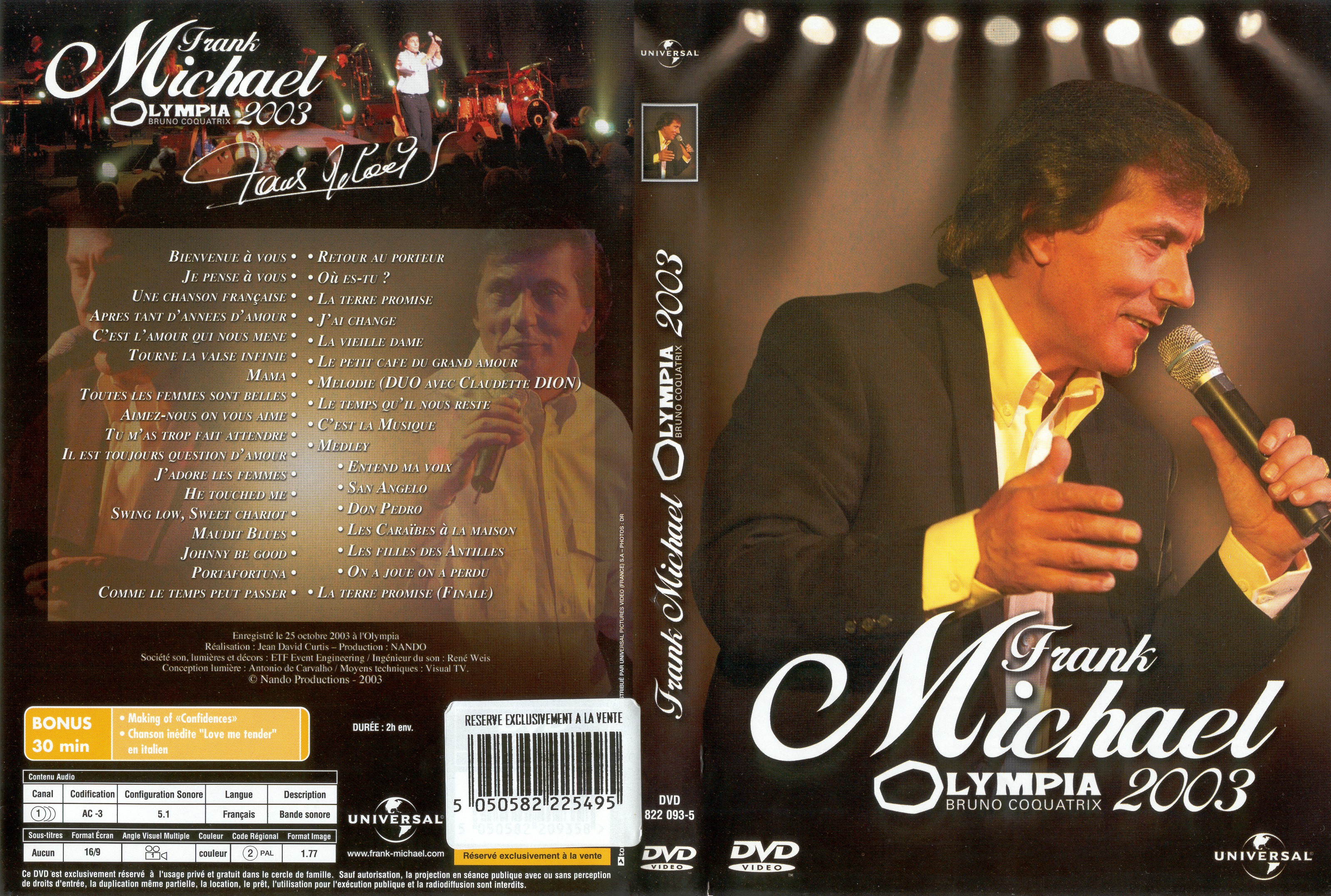 Jaquette DVD Frank Michael Olympia 2003