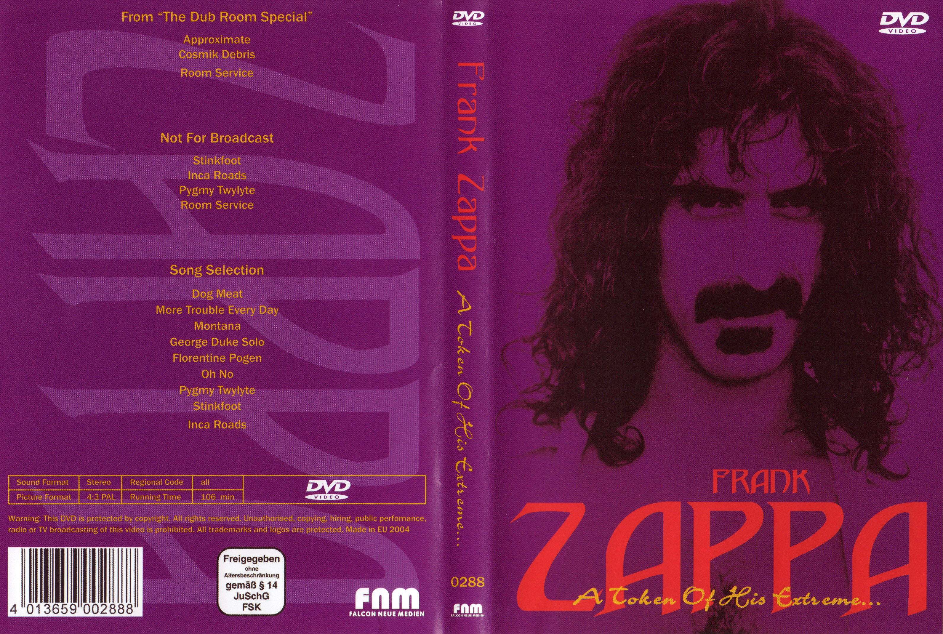 Jaquette DVD Frank Zappa A token of his extreme