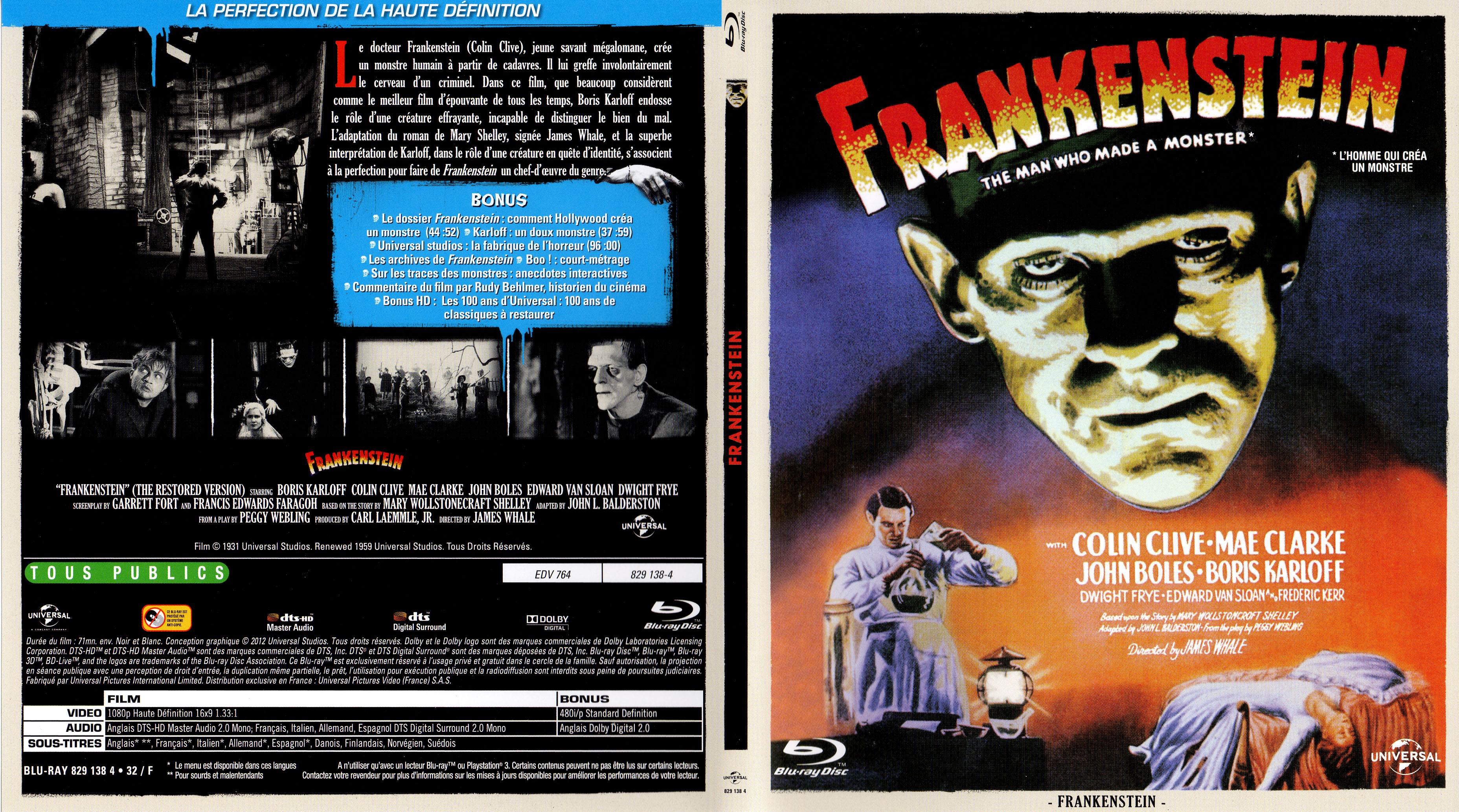 Jaquette DVD Frankenstein (1931) (BLU-RAY)