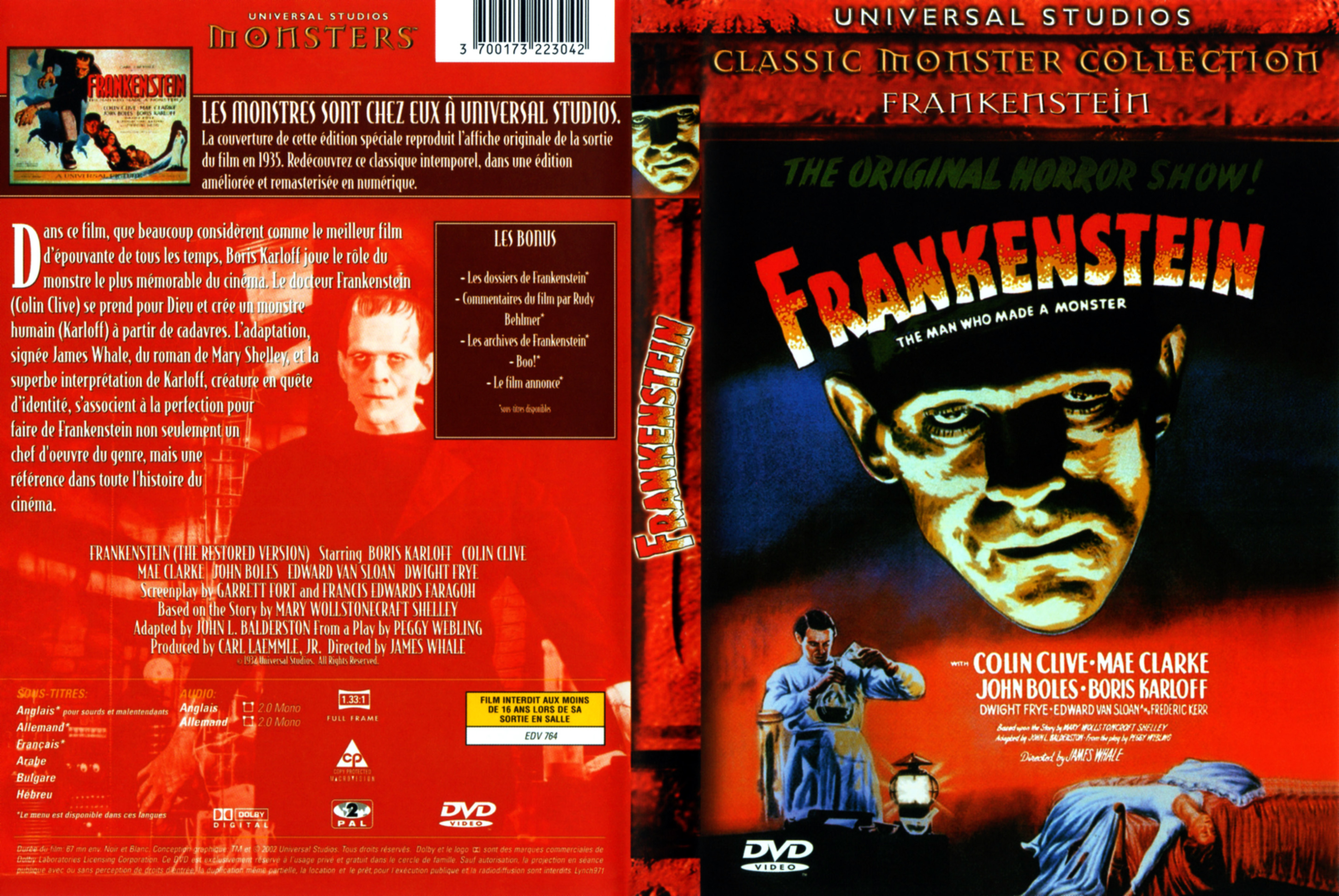 Jaquette DVD Frankenstein (1931) v2