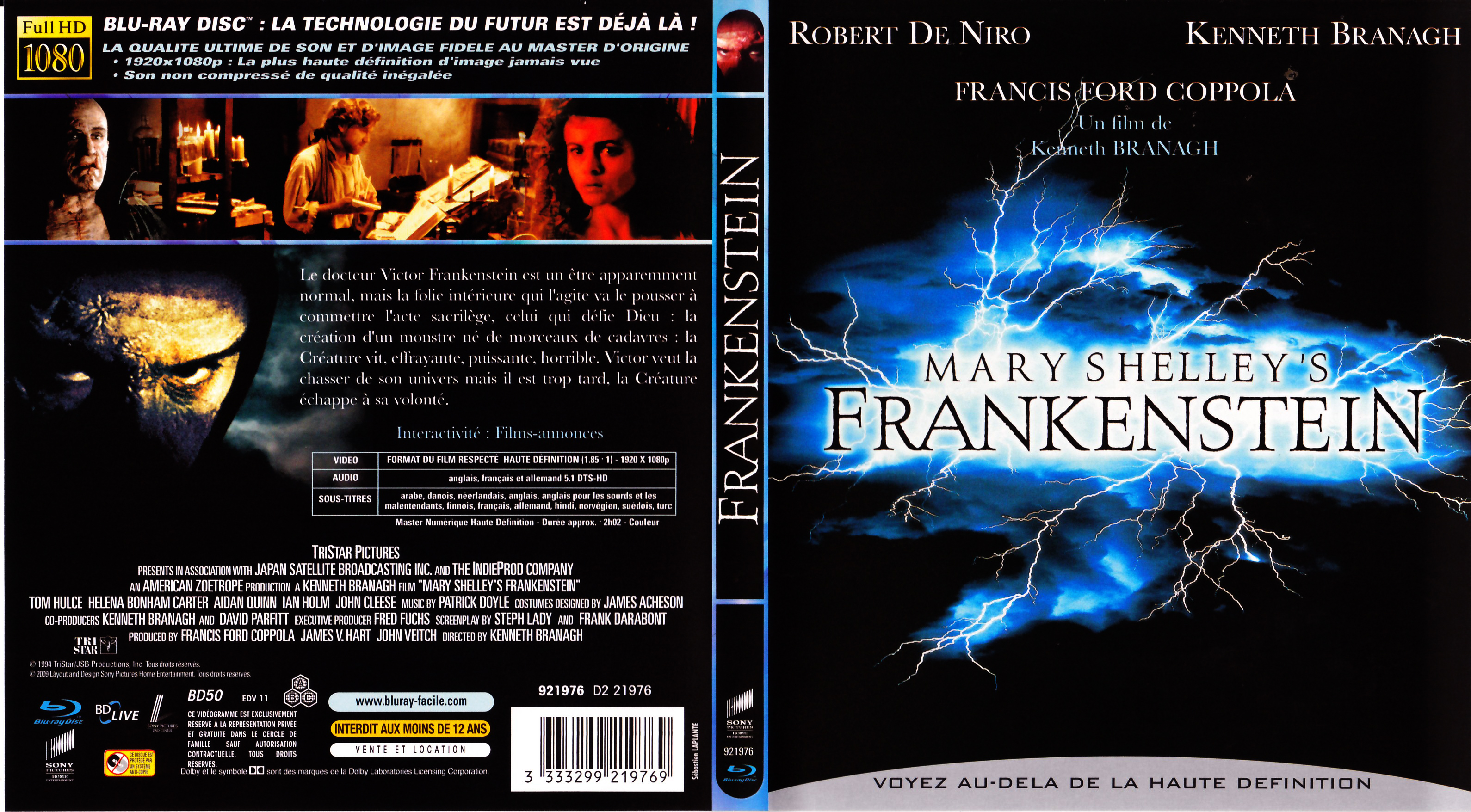 Jaquette DVD Frankenstein (Robert De Niro) (BLU-RAY)