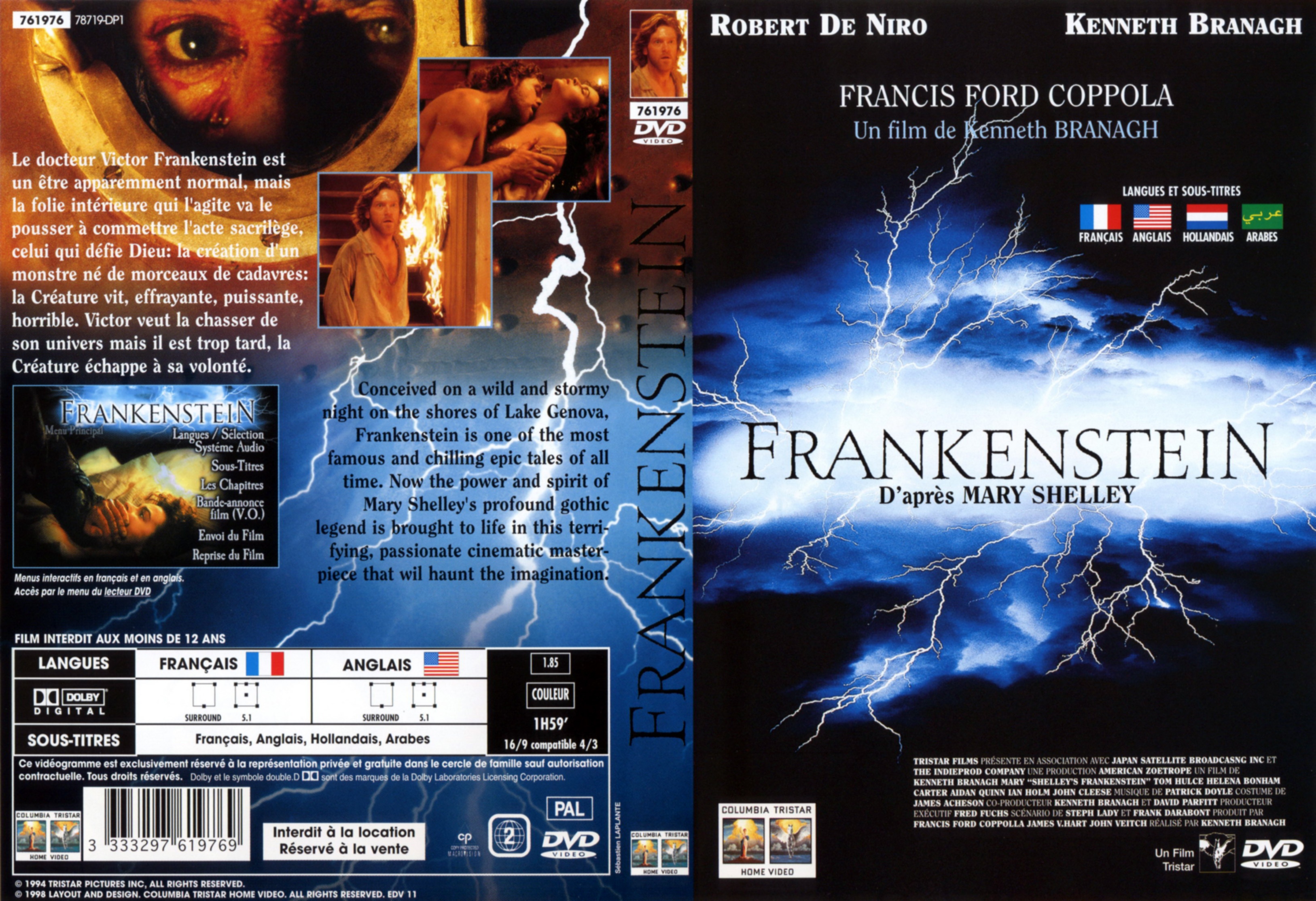 Jaquette DVD Frankenstein (Robert De Niro) v2