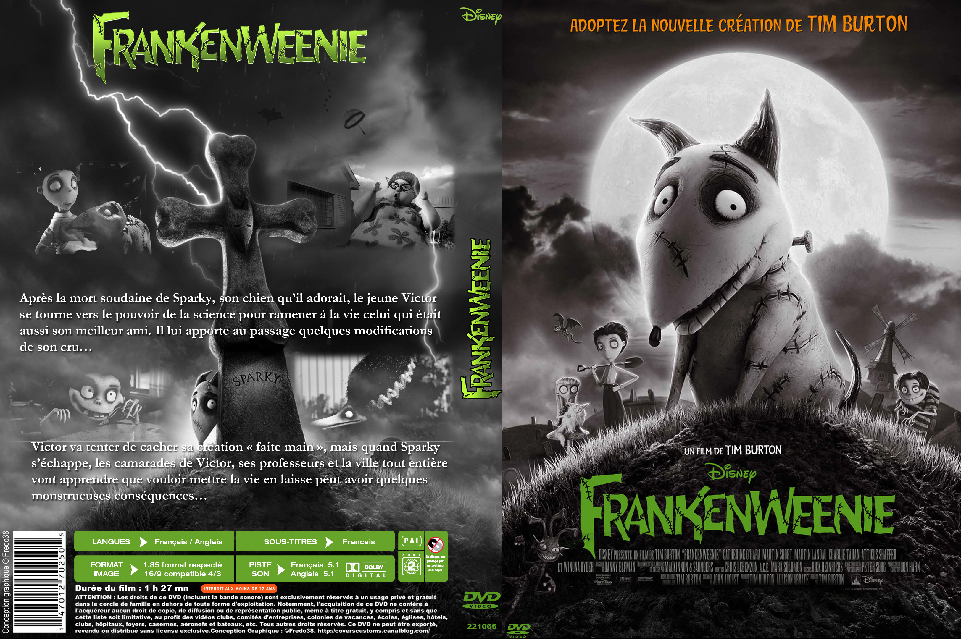 Jaquette DVD Frankenweenie custom