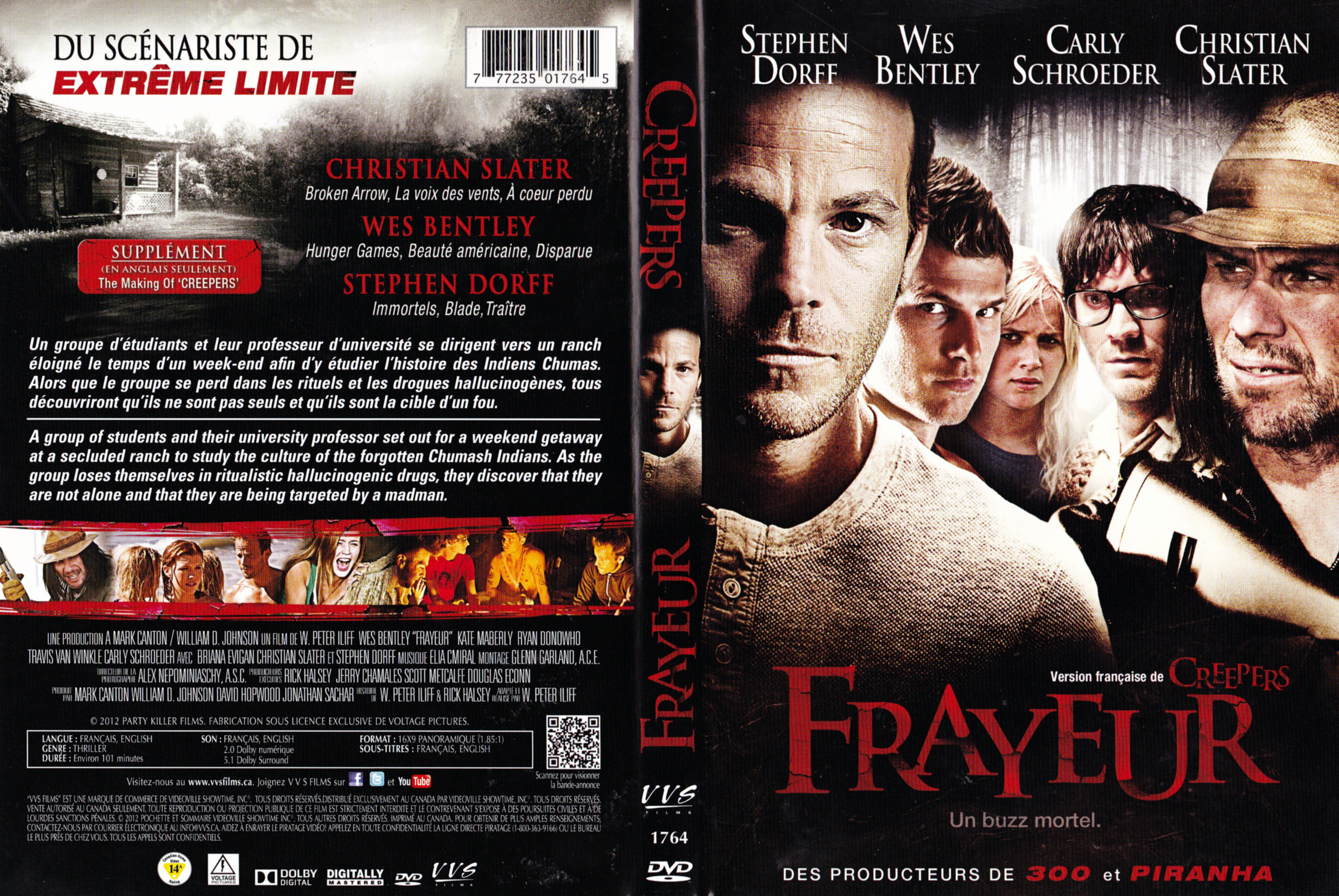 Jaquette DVD Frayeur - Creepers (Canadienne)