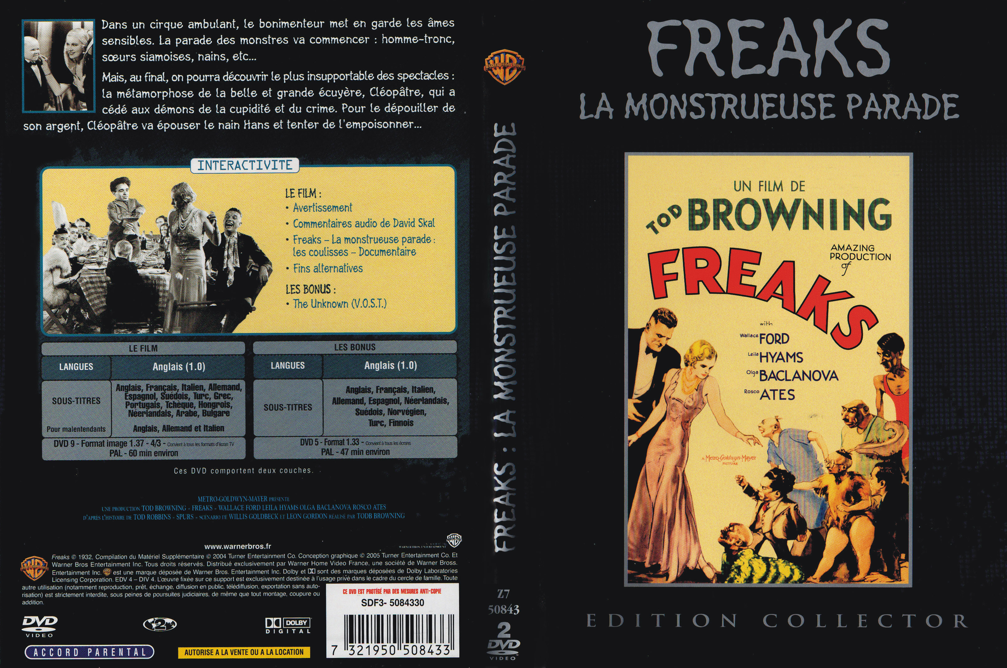Jaquette DVD Freaks La monstrueuse parade v2