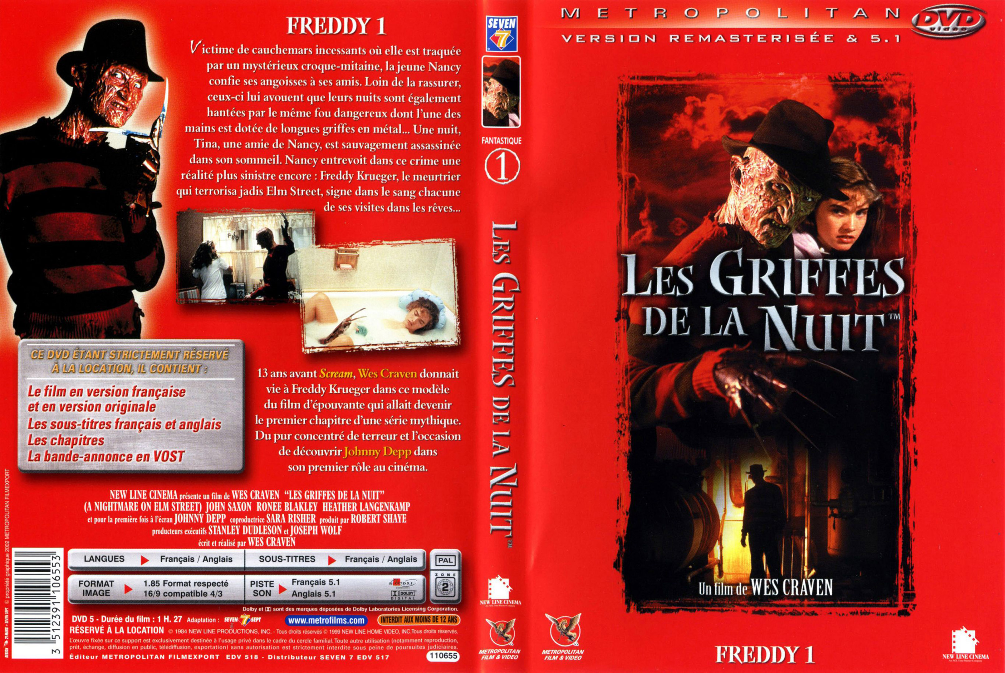 Jaquette DVD Freddy 1 Les griffes de la nuit v2