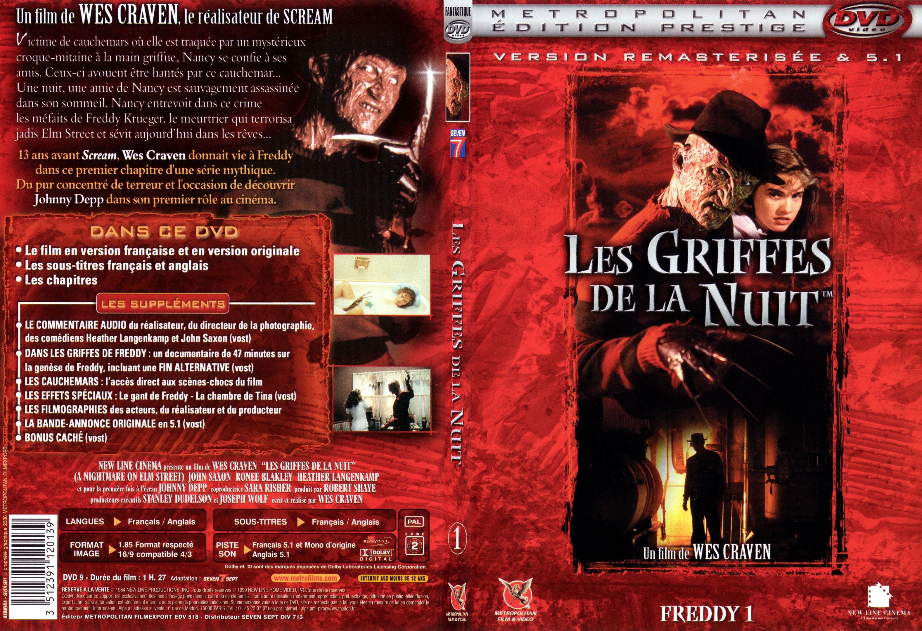 Jaquette DVD Freddy 1 les griffes de la nuit - SLIM