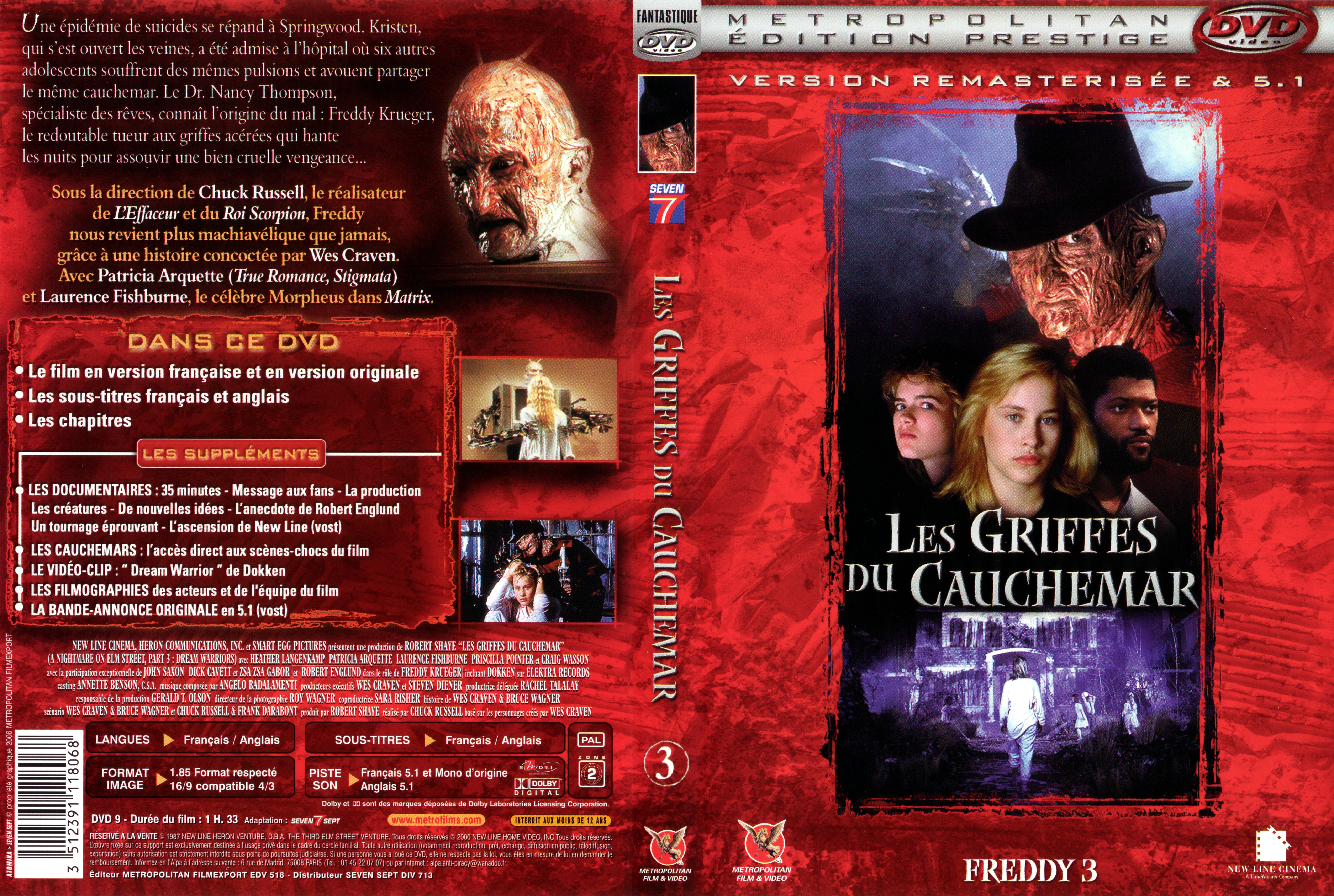 Jaquette DVD Freddy 3 Les griffes du cauchemar v2