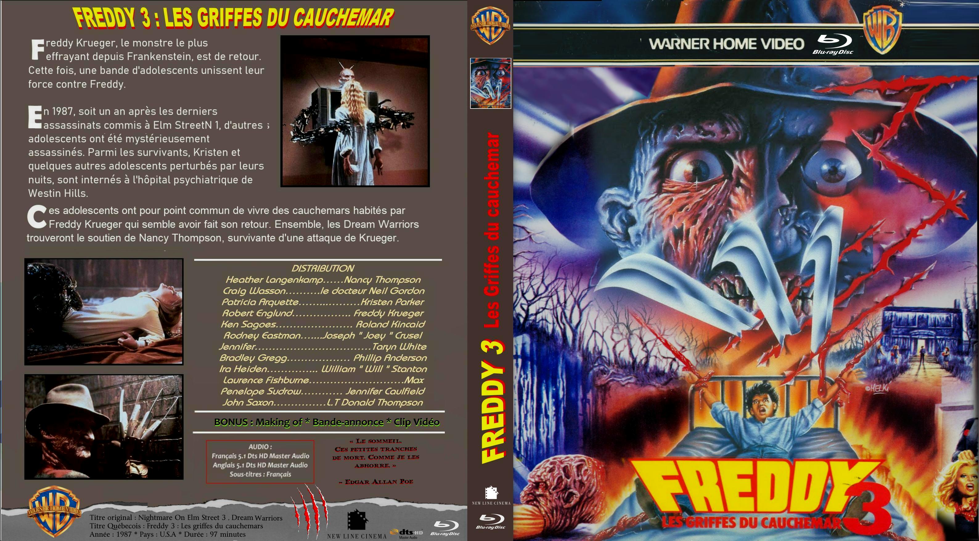 Jaquette DVD Freddy 3 - Les griffes du cauchemar custom (BLU-RAY)