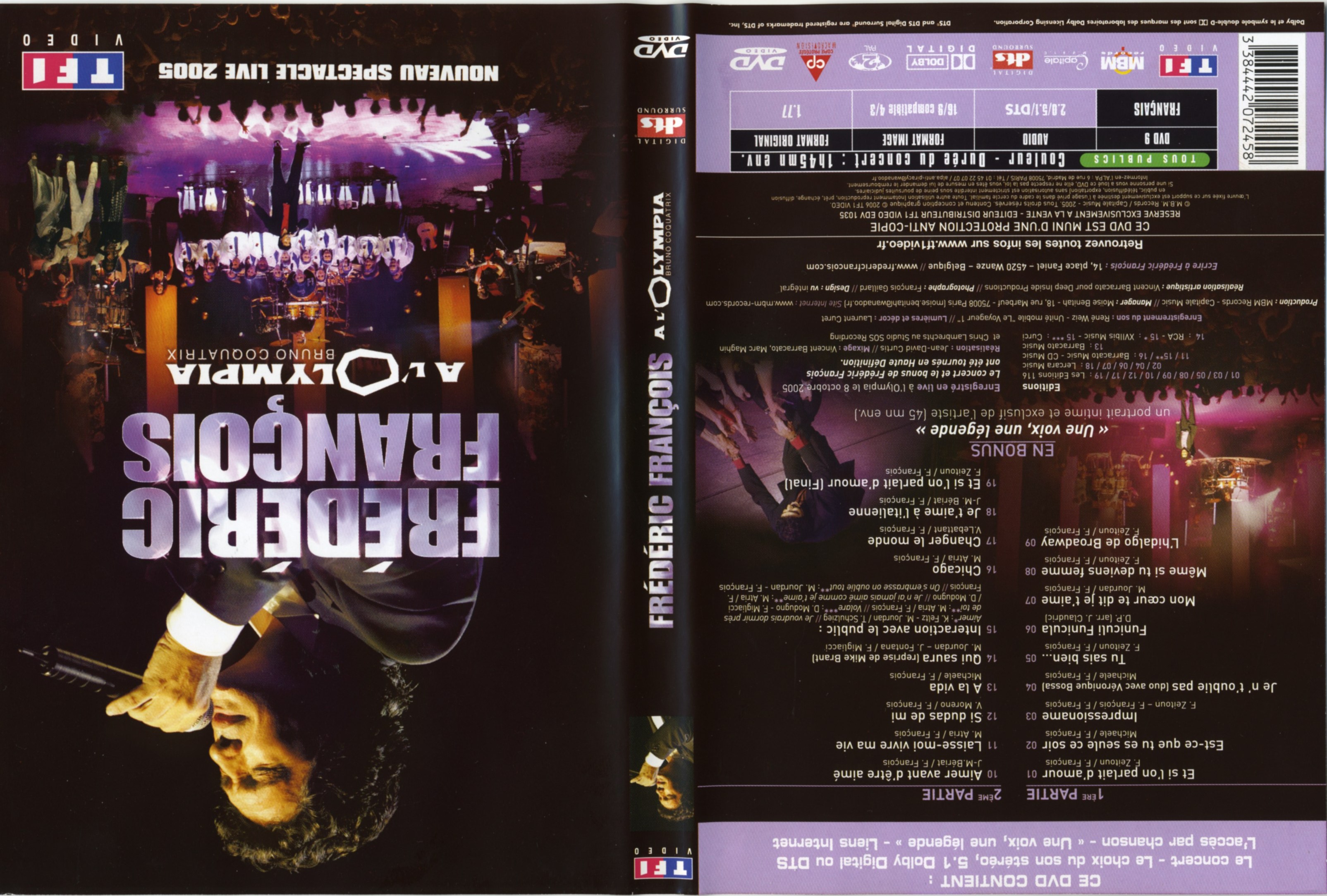 Jaquette DVD Frdric Francois - Olympia 2005