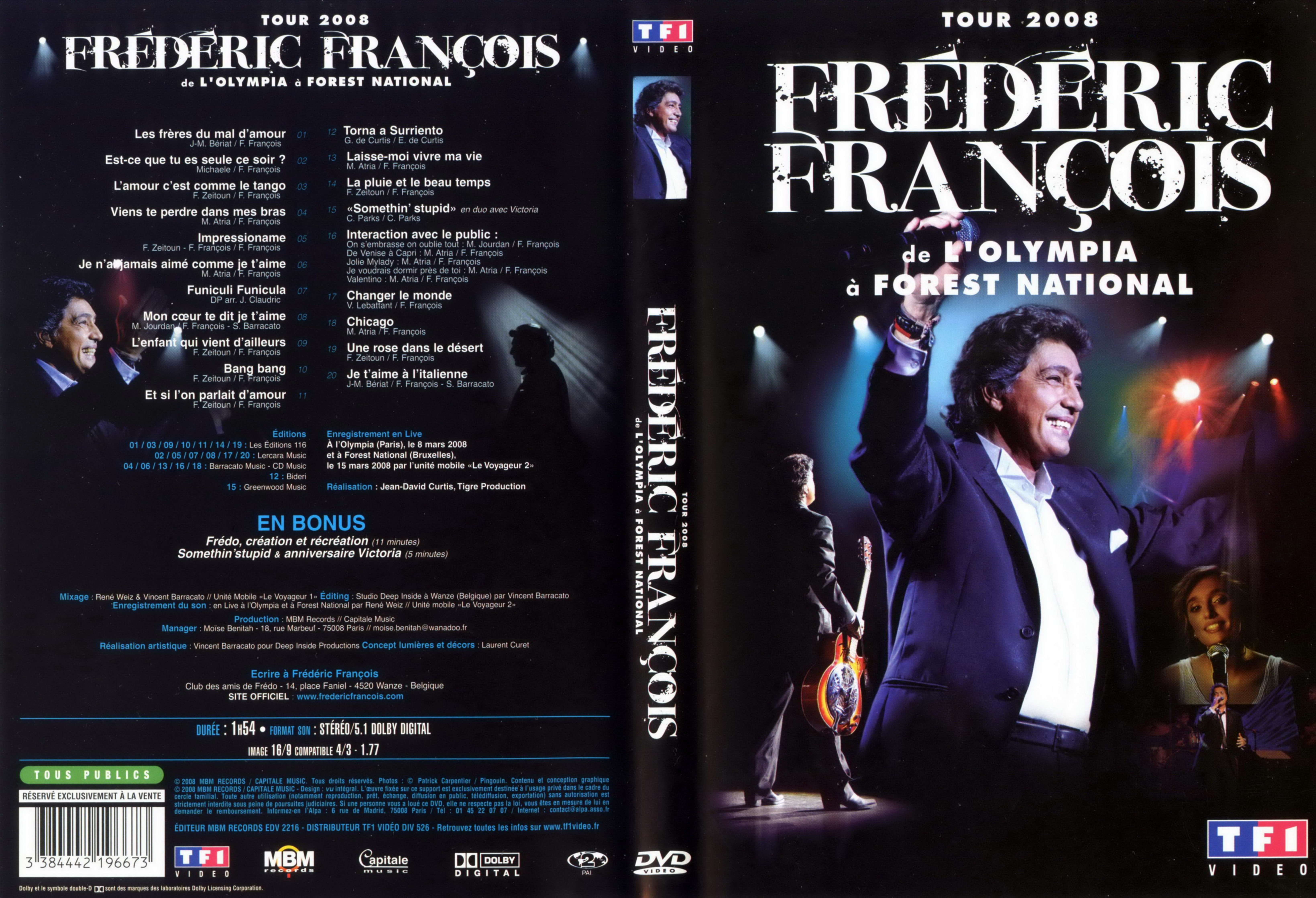 Jaquette DVD Frederic Francois - Tour 2008