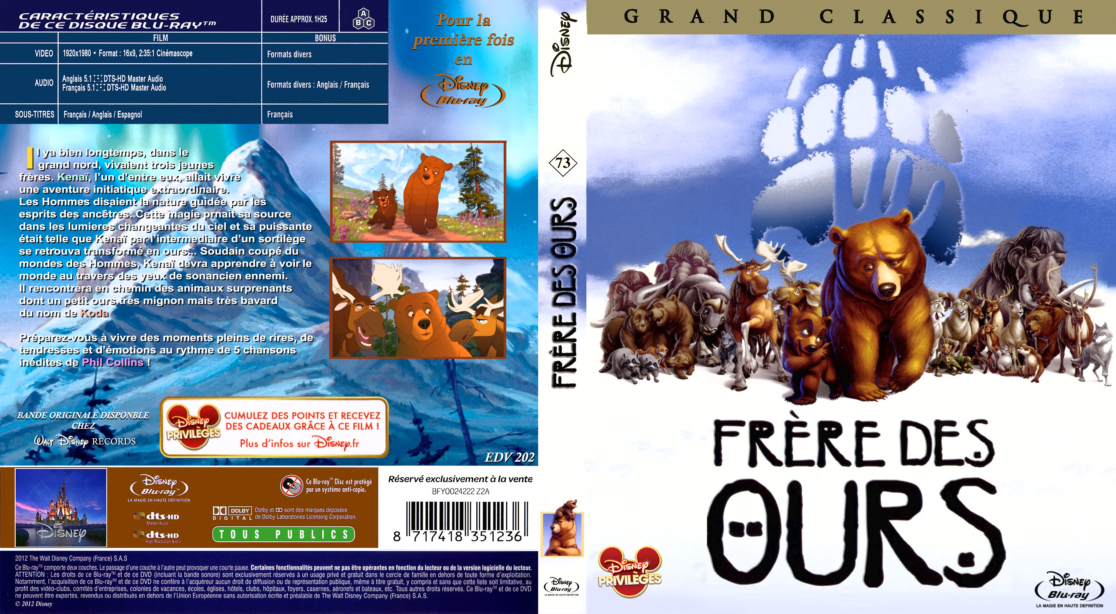 Jaquette DVD Frere des Ours custom (BLU-RAY)