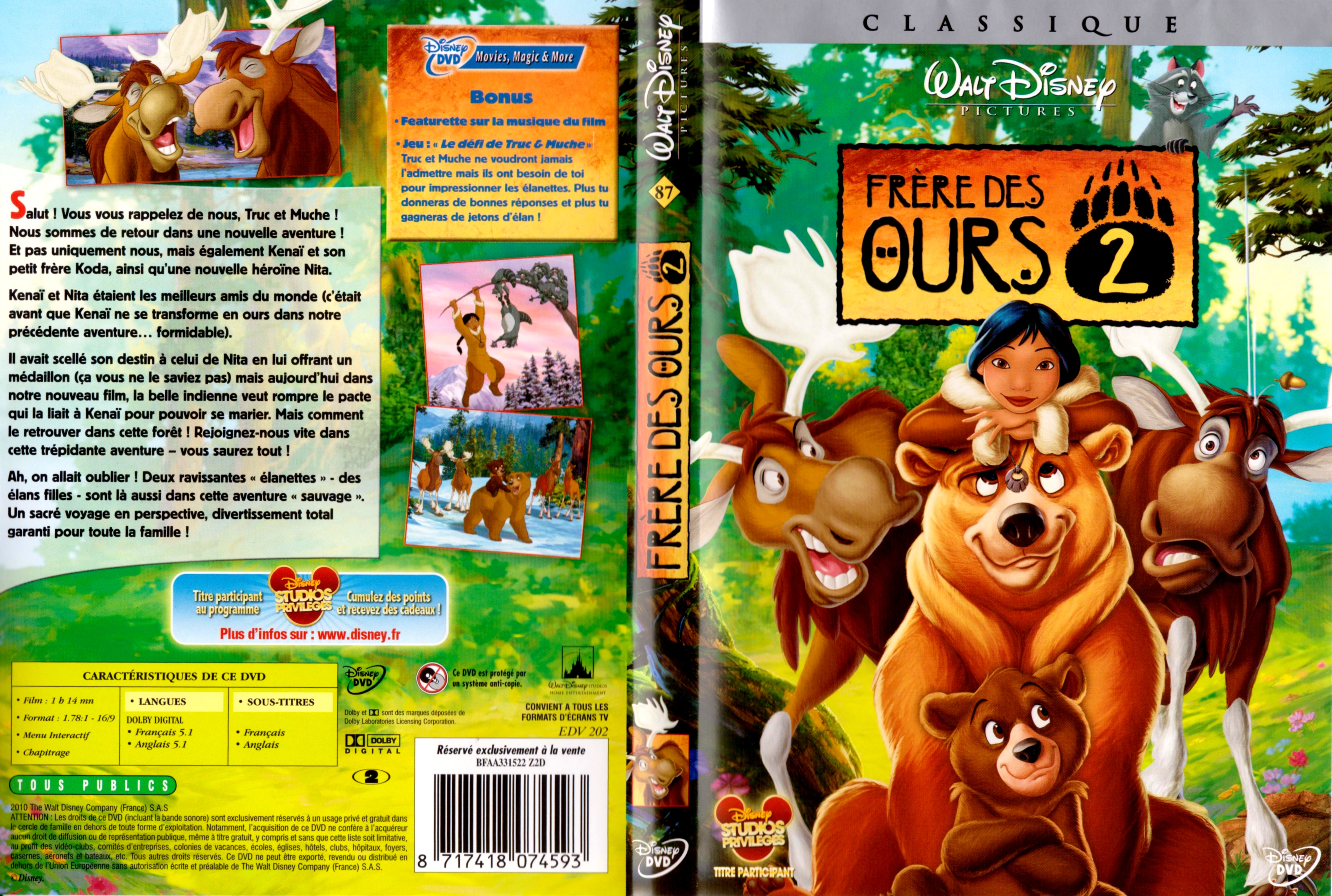 Jaquette DVD Frre des ours 2 v3