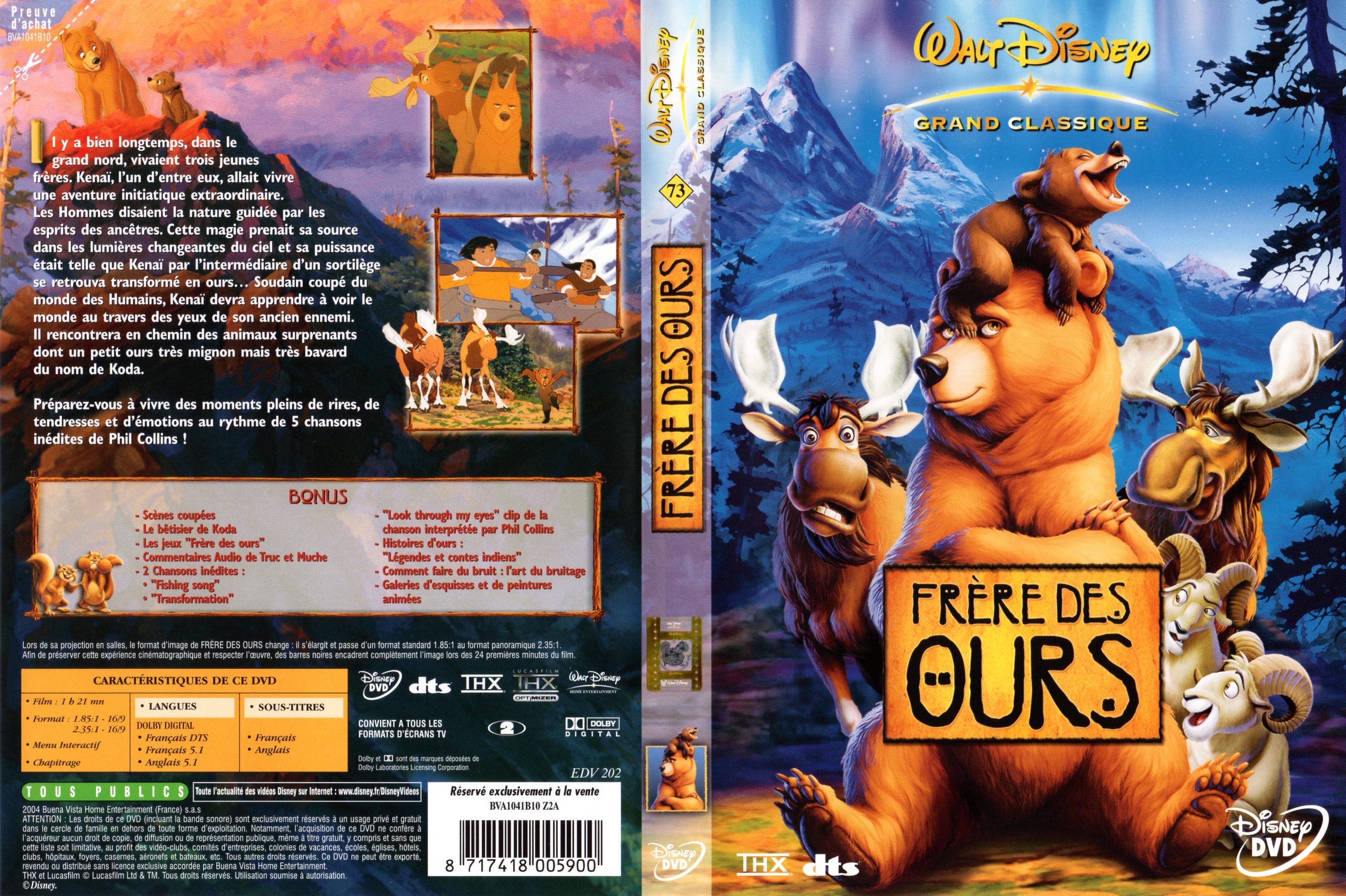 Jaquette DVD Frre des ours v3