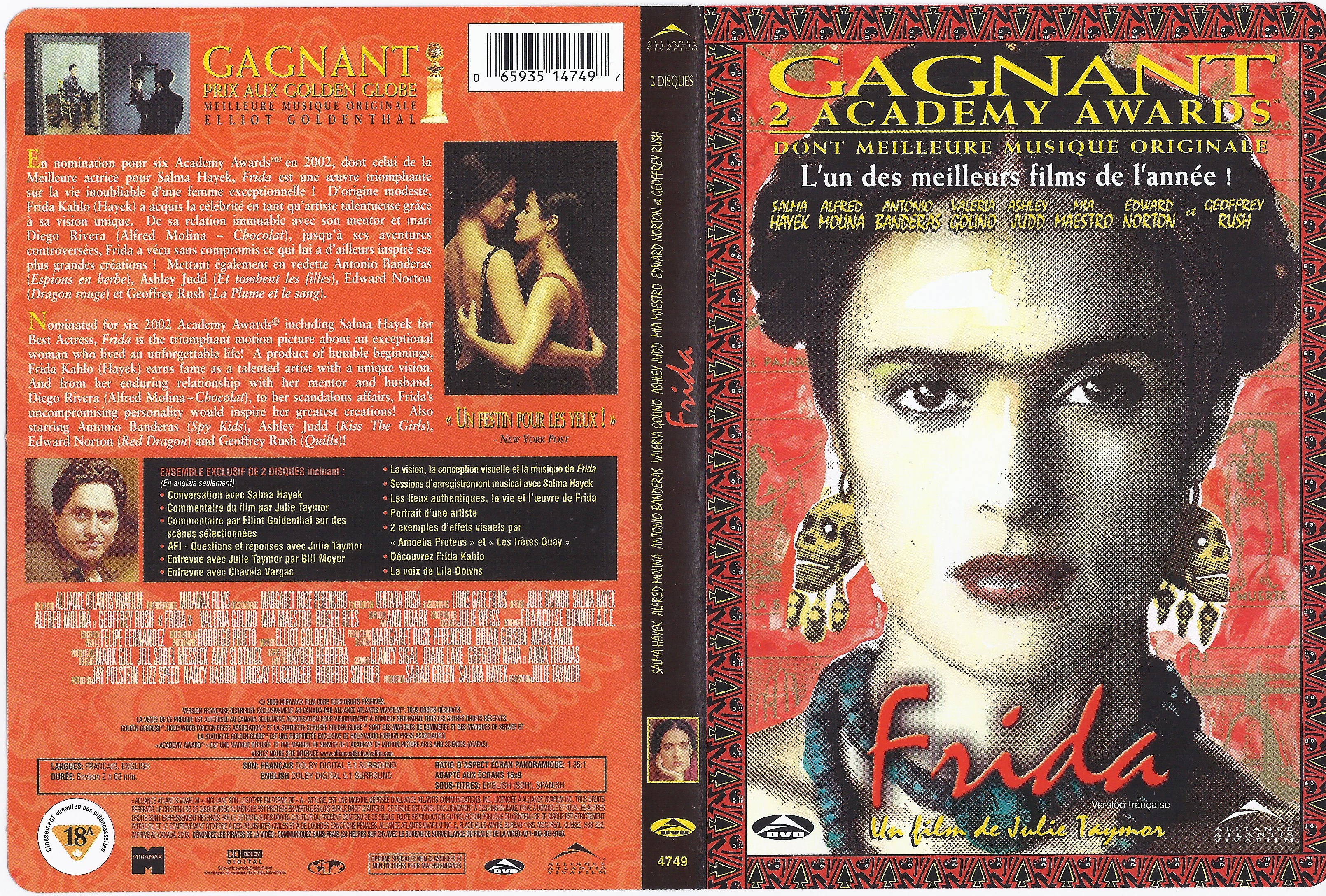 Jaquette DVD Frida (Canadienne)