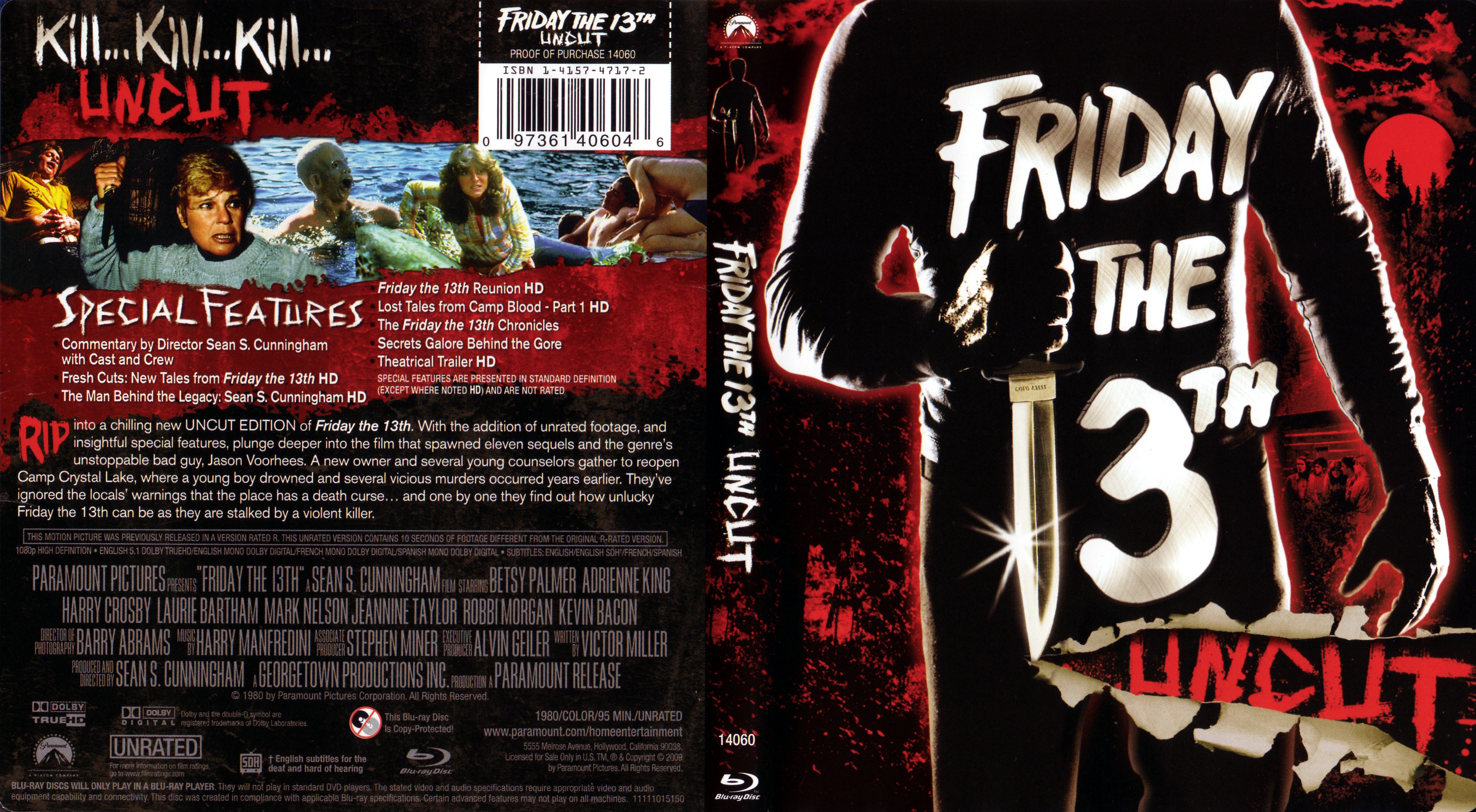 Jaquette DVD Friday the 13th uncut Zone 1 (BLU-RAY)