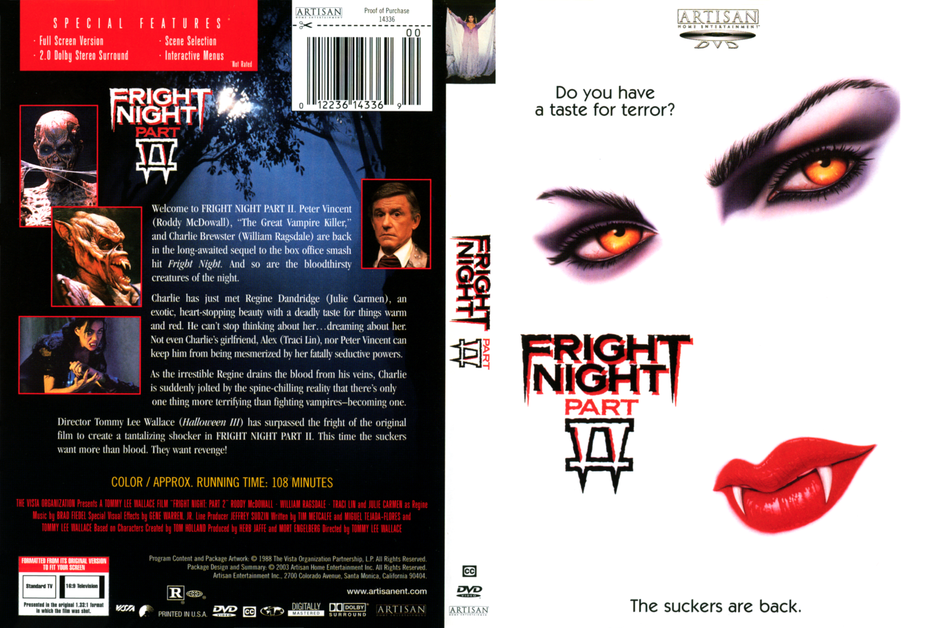 Jaquette DVD Fright Night part II Zone 1