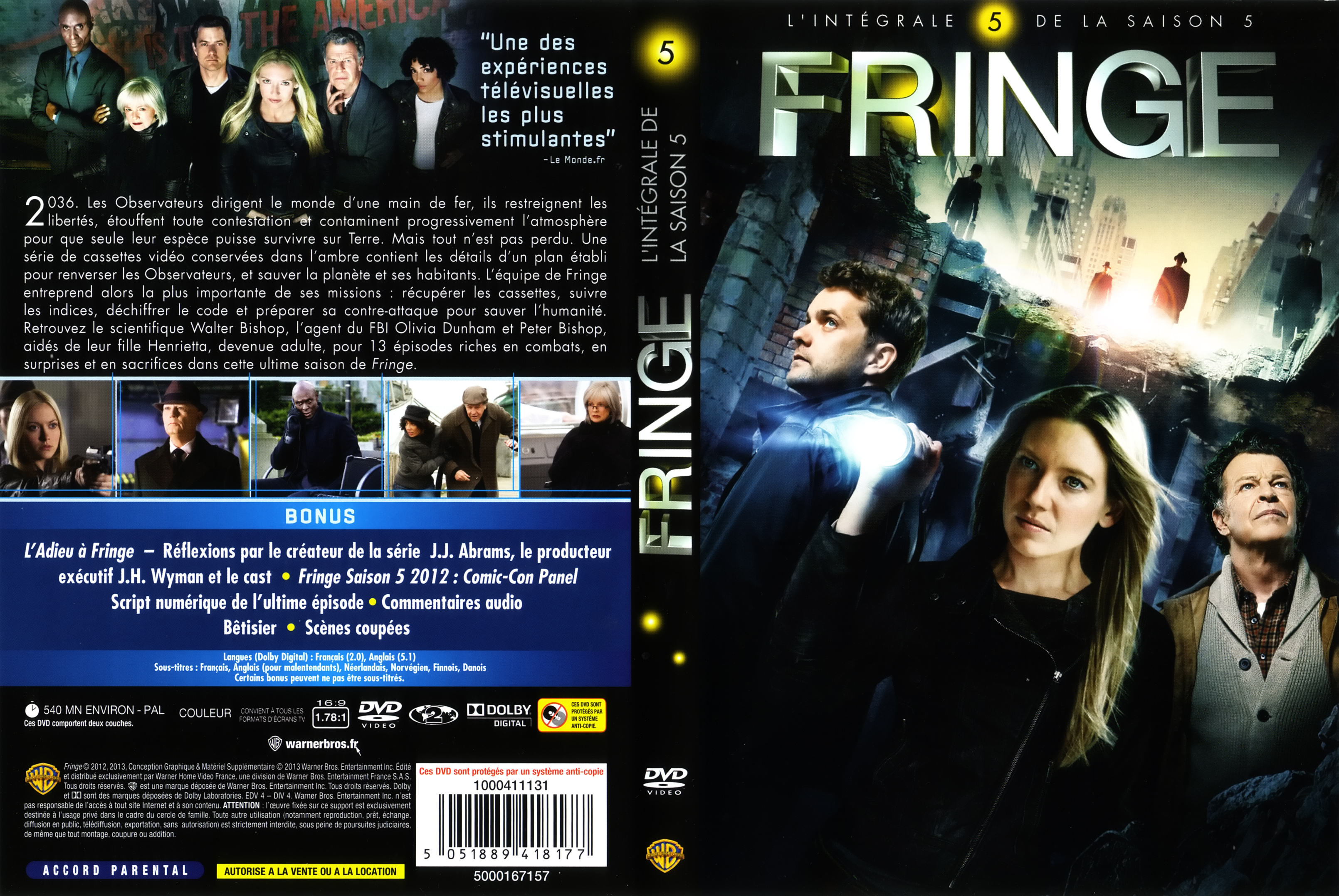 Jaquette DVD Fringe Saison 5 COFFRET