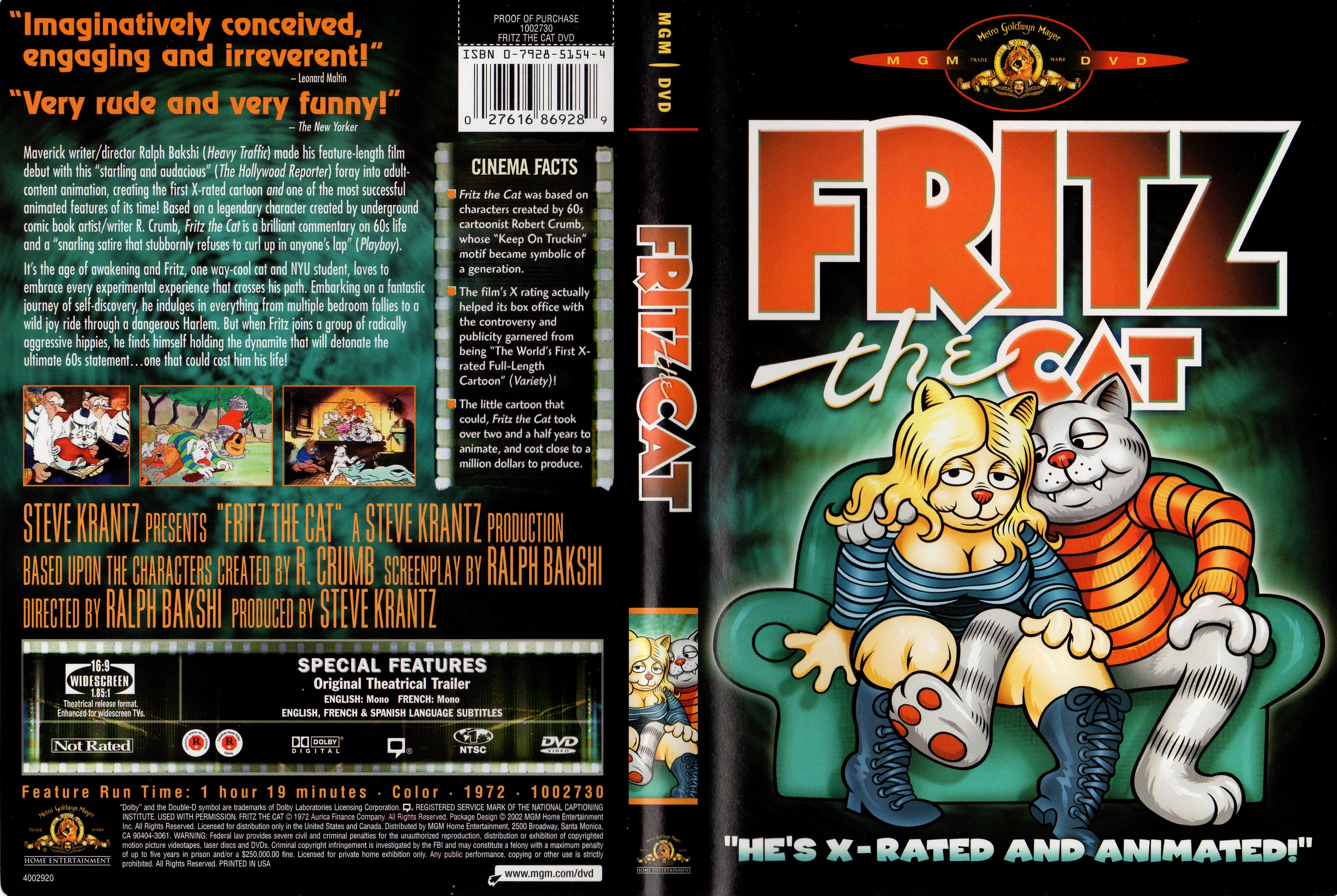 Jaquette DVD Fritz the cat Zone 1