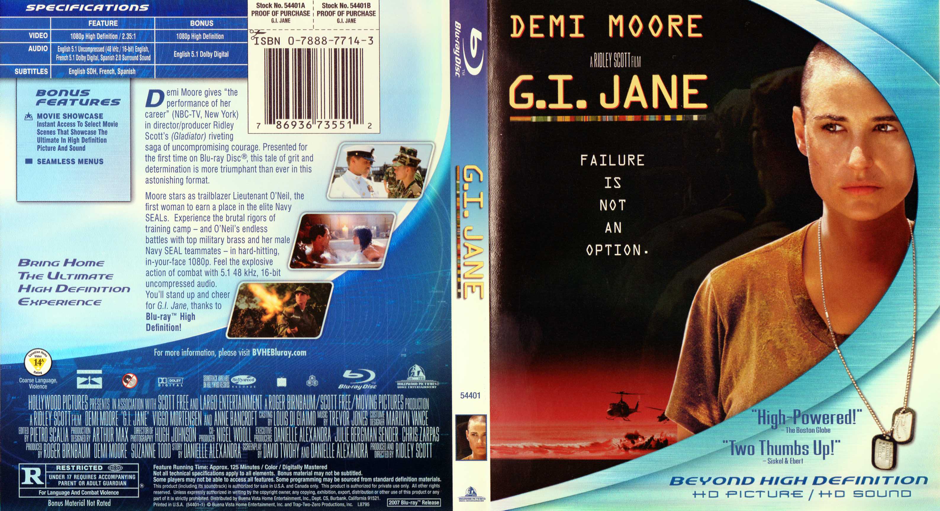 Jaquette DVD GI Jane (BLU-RAY) Zone 1