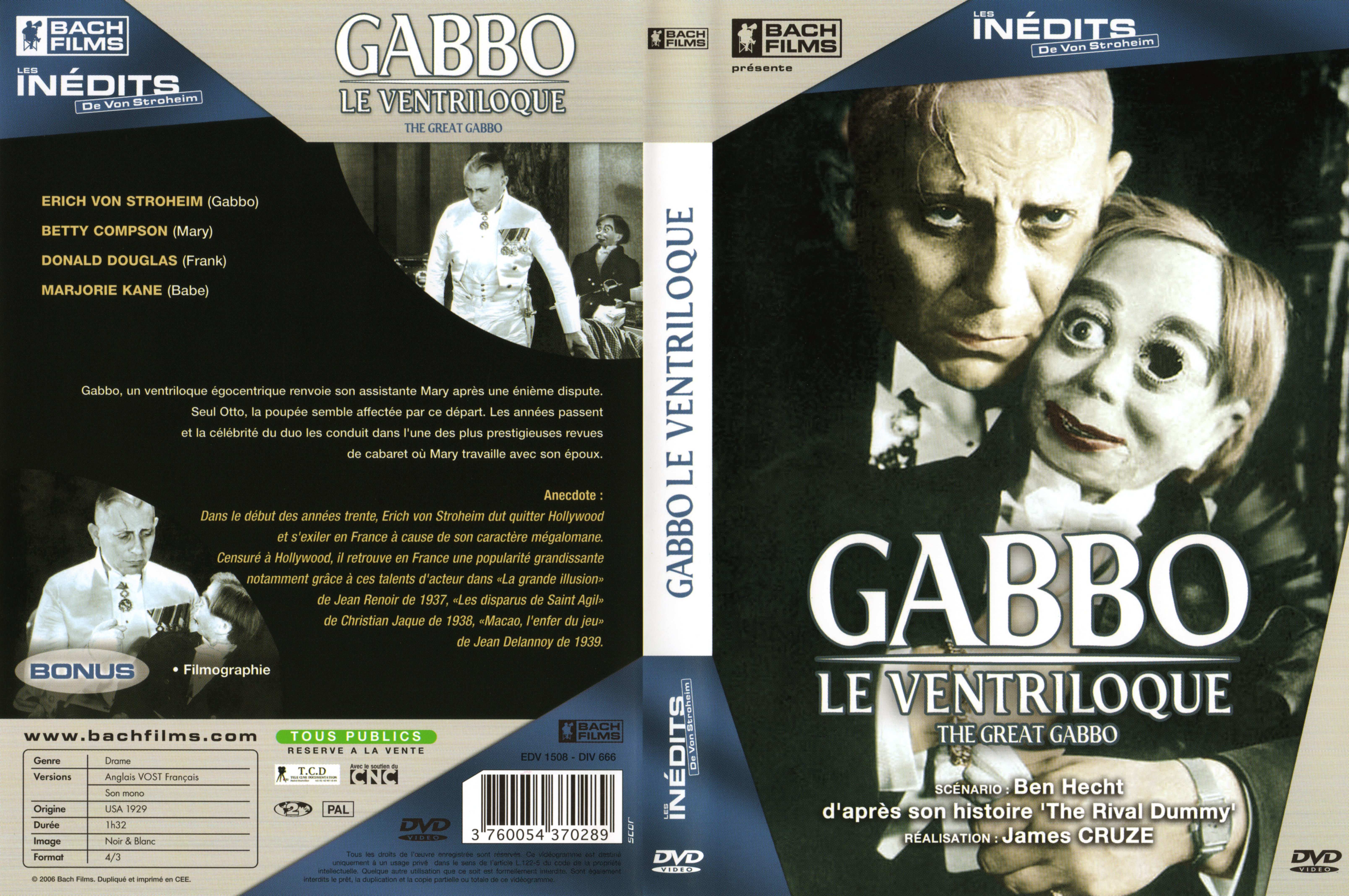 Jaquette DVD Gabbo le ventriloque