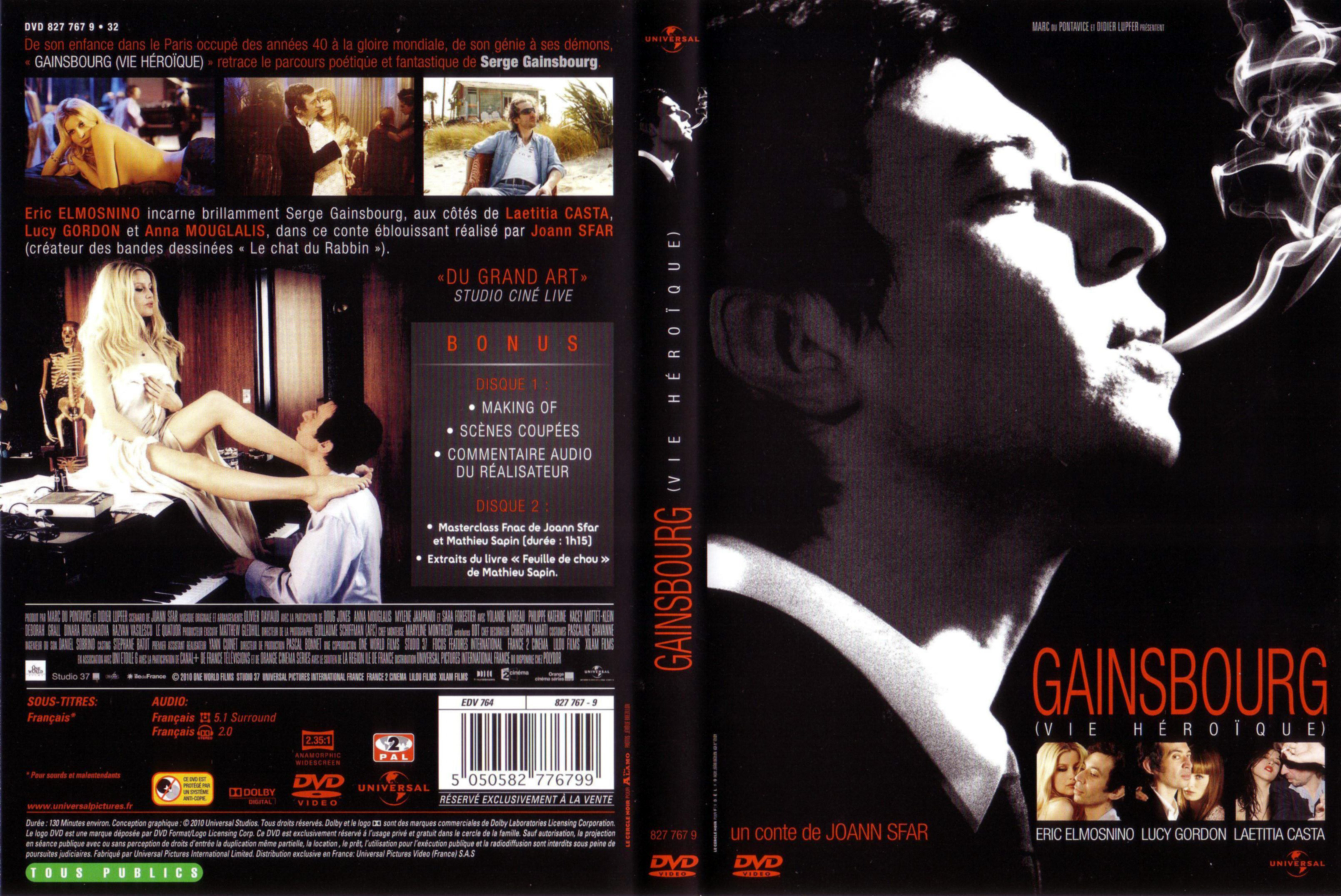 Jaquette DVD Gainsbourg une vie hroique
