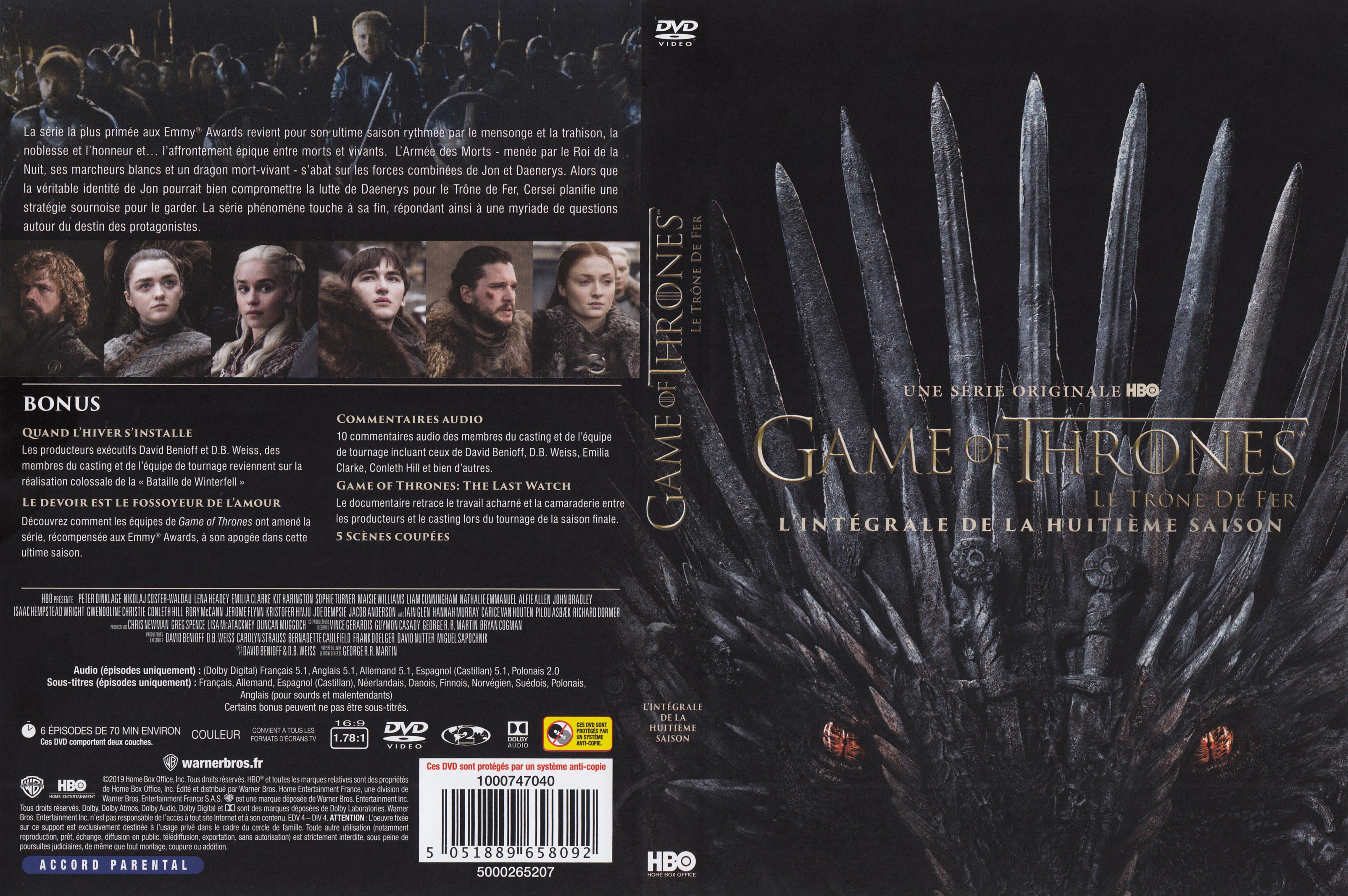 Jaquette DVD Game of thrones Saison 8