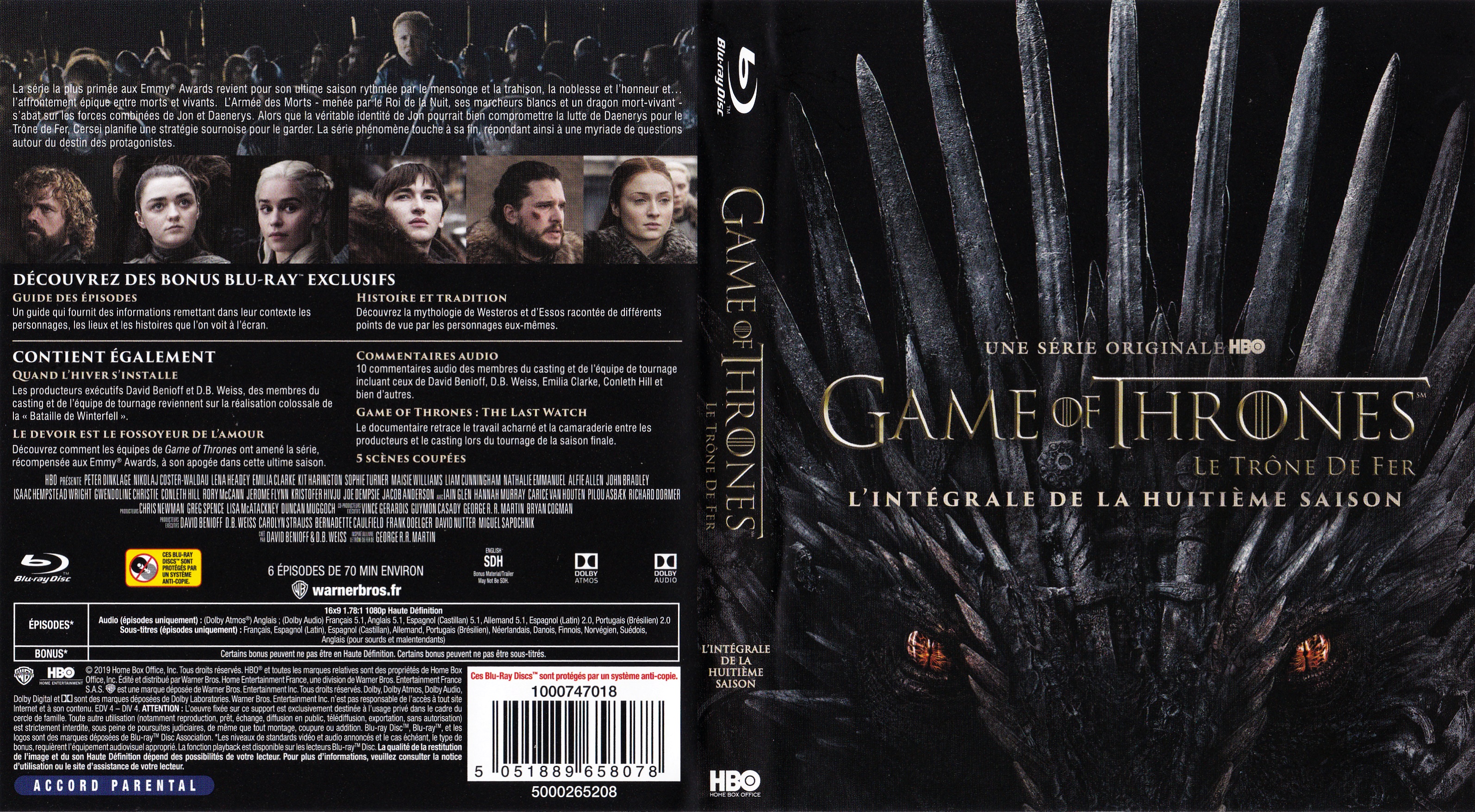 Jaquette DVD Game of thrones Saison 8 (BLU-RAY)