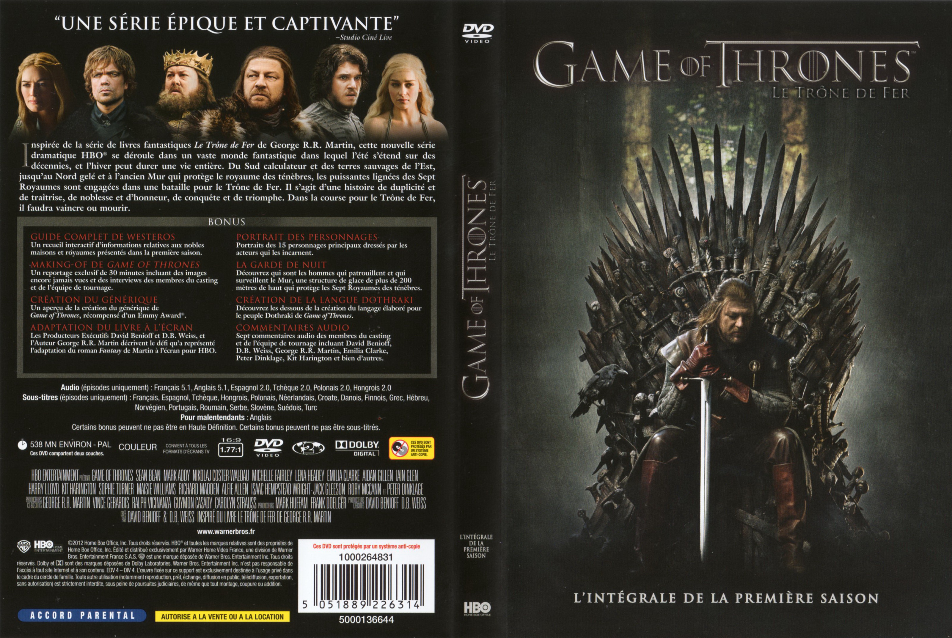 Jaquette DVD Game of thrones (le trone de fer) Saison 1