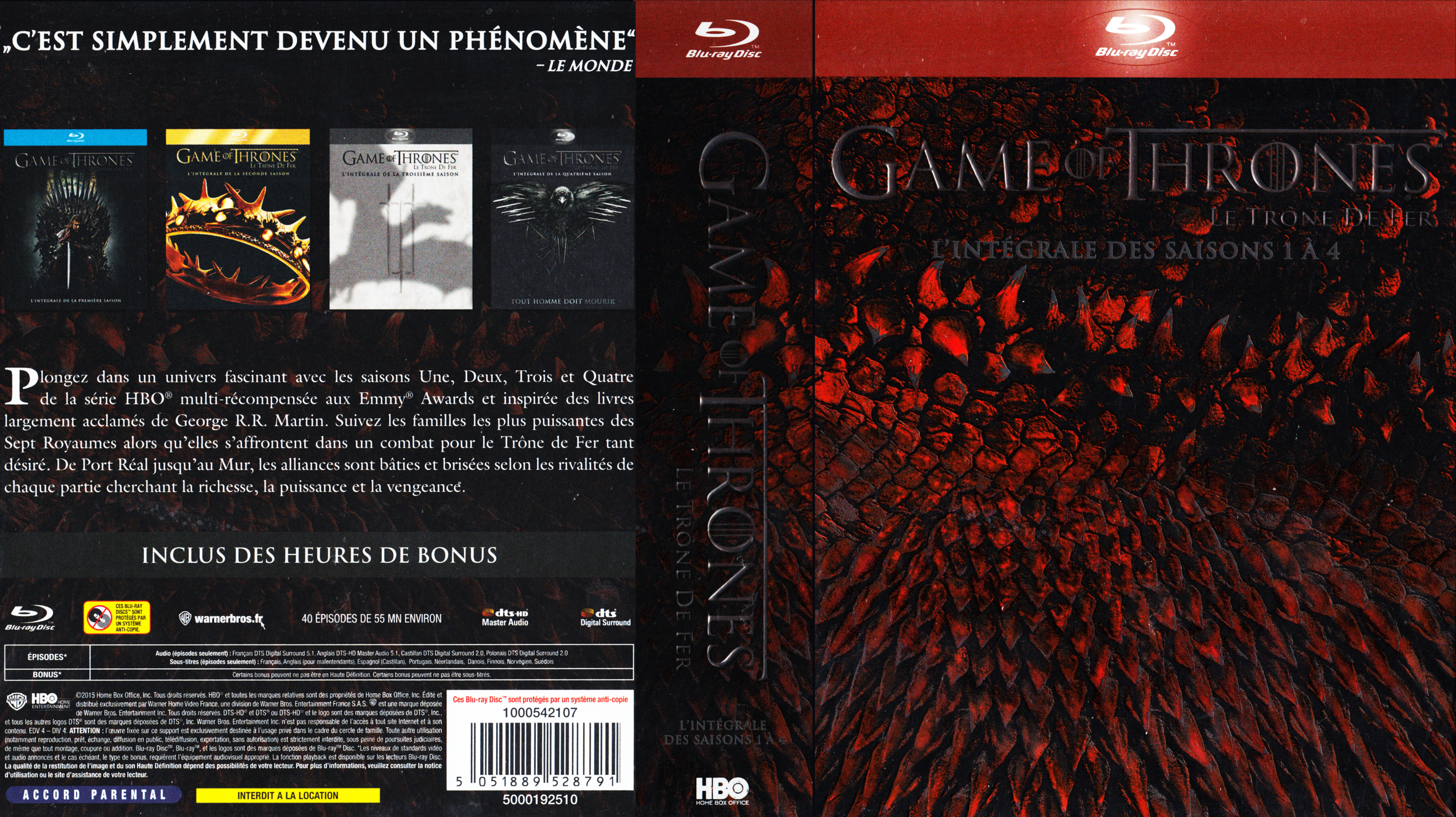 Jaquette DVD Game of thrones (le trone de fer) Saison 1-4 (BLU-RAY)