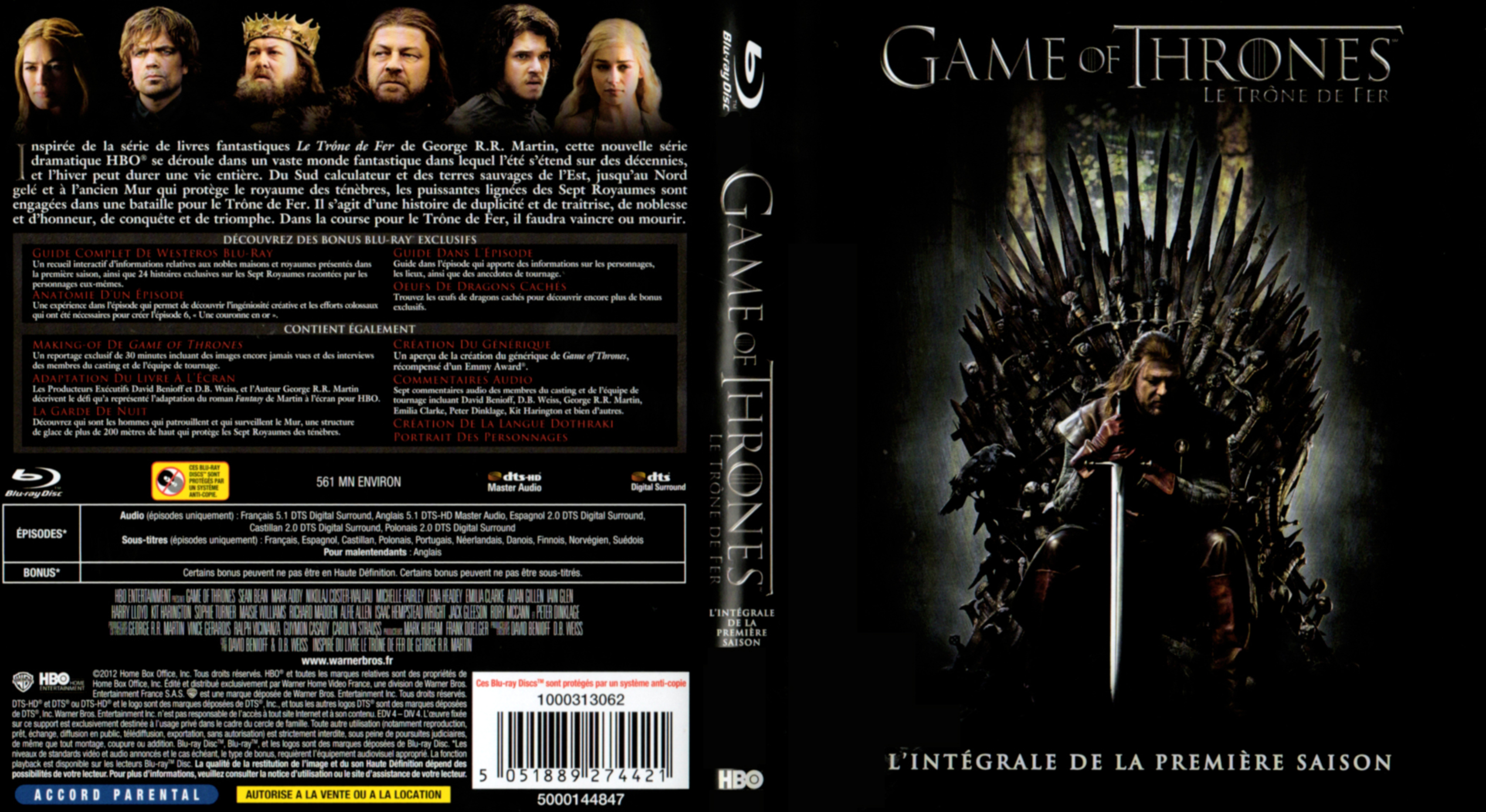 Jaquette DVD Game of thrones (le trone de fer) Saison 1 (BLU-RAY)
